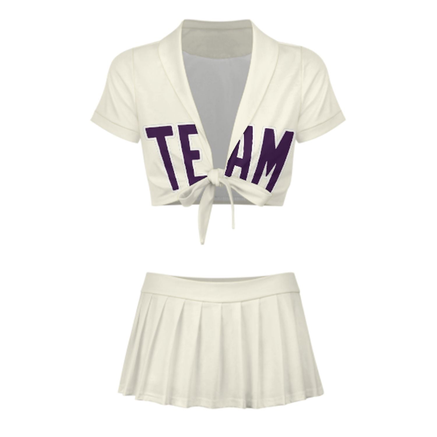 Maßgeschneidertes Beige Lila Cheerleader Outfit Set