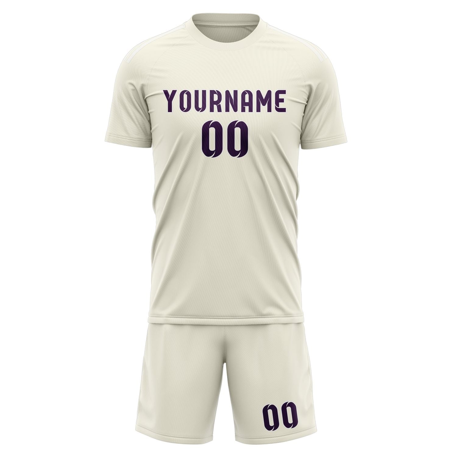 Maßgeschneidertes Professionelles Beige Lila Fußballtrikot-Set