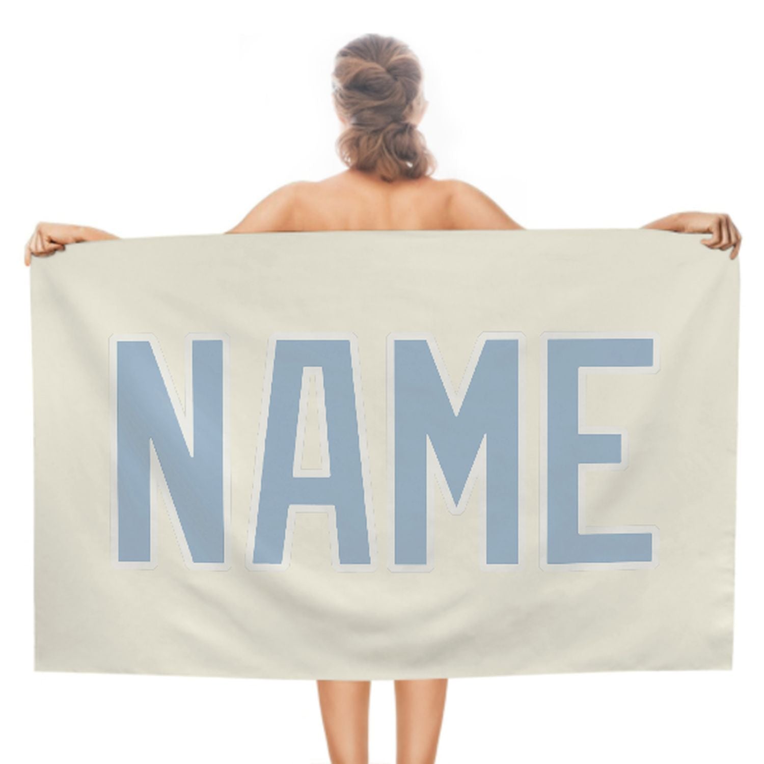 Maßgeschneidertes Beige Hellblau Strandtuch