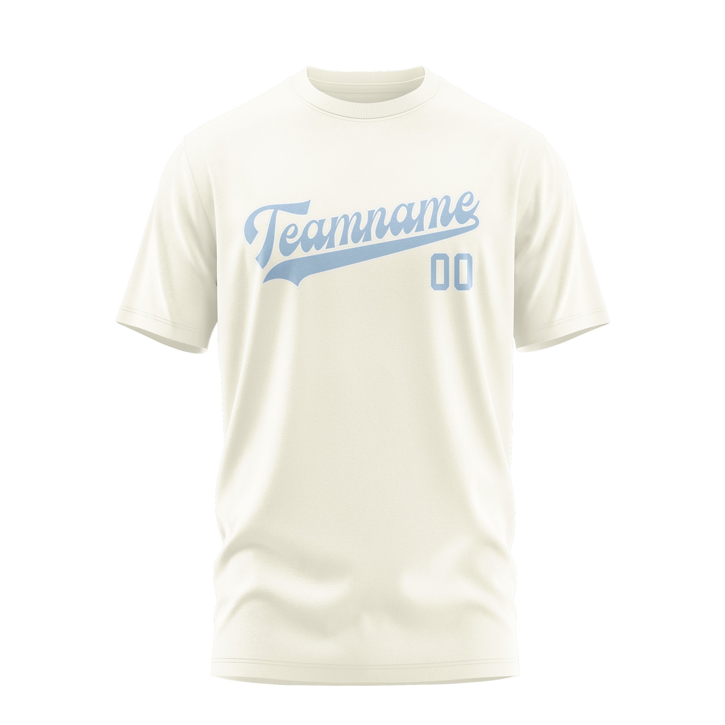 Maßgeschneidertes Beige Hellblau T-Shirt