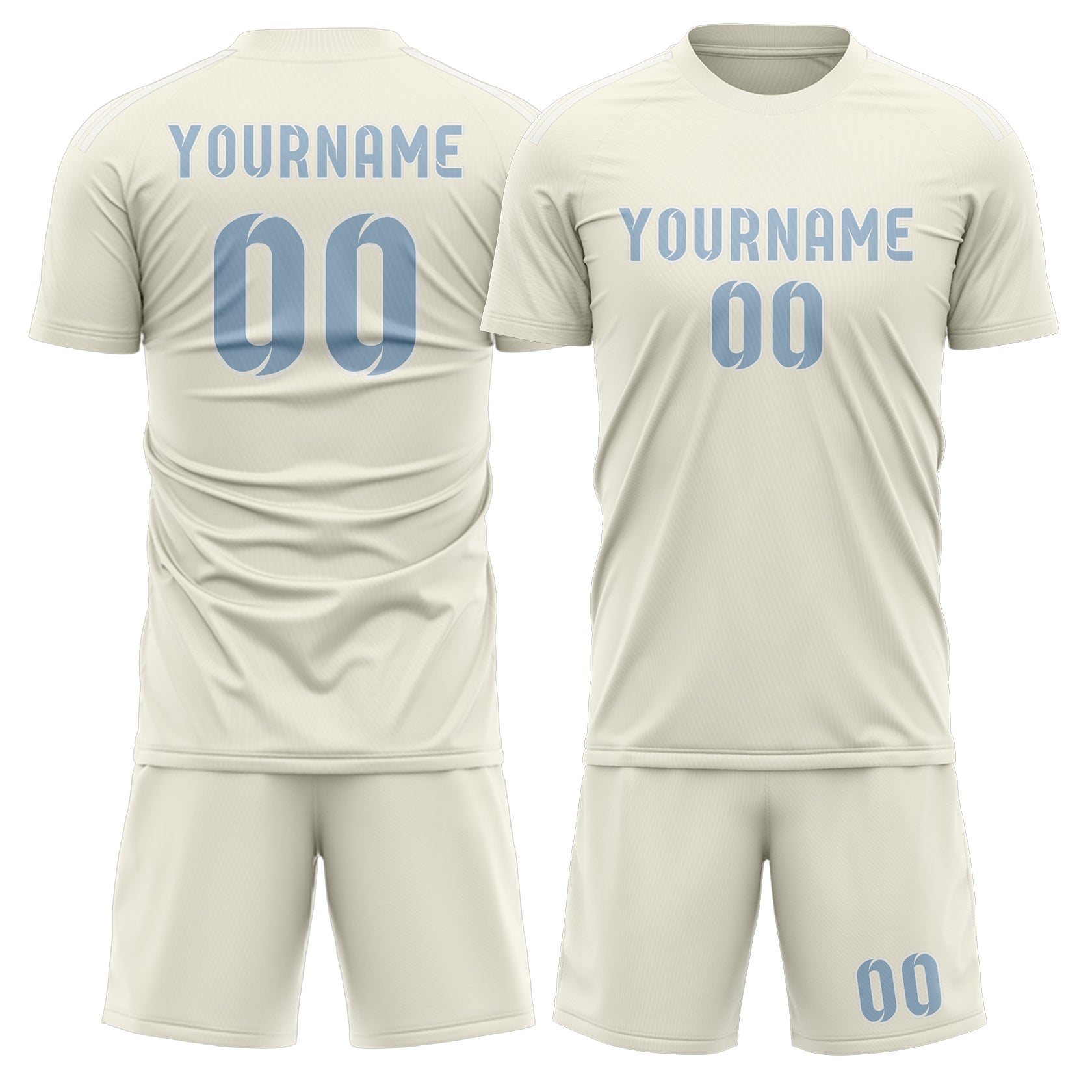 Maßgeschneidertes Professionelles Beige Hellblau Fußballtrikot-Set