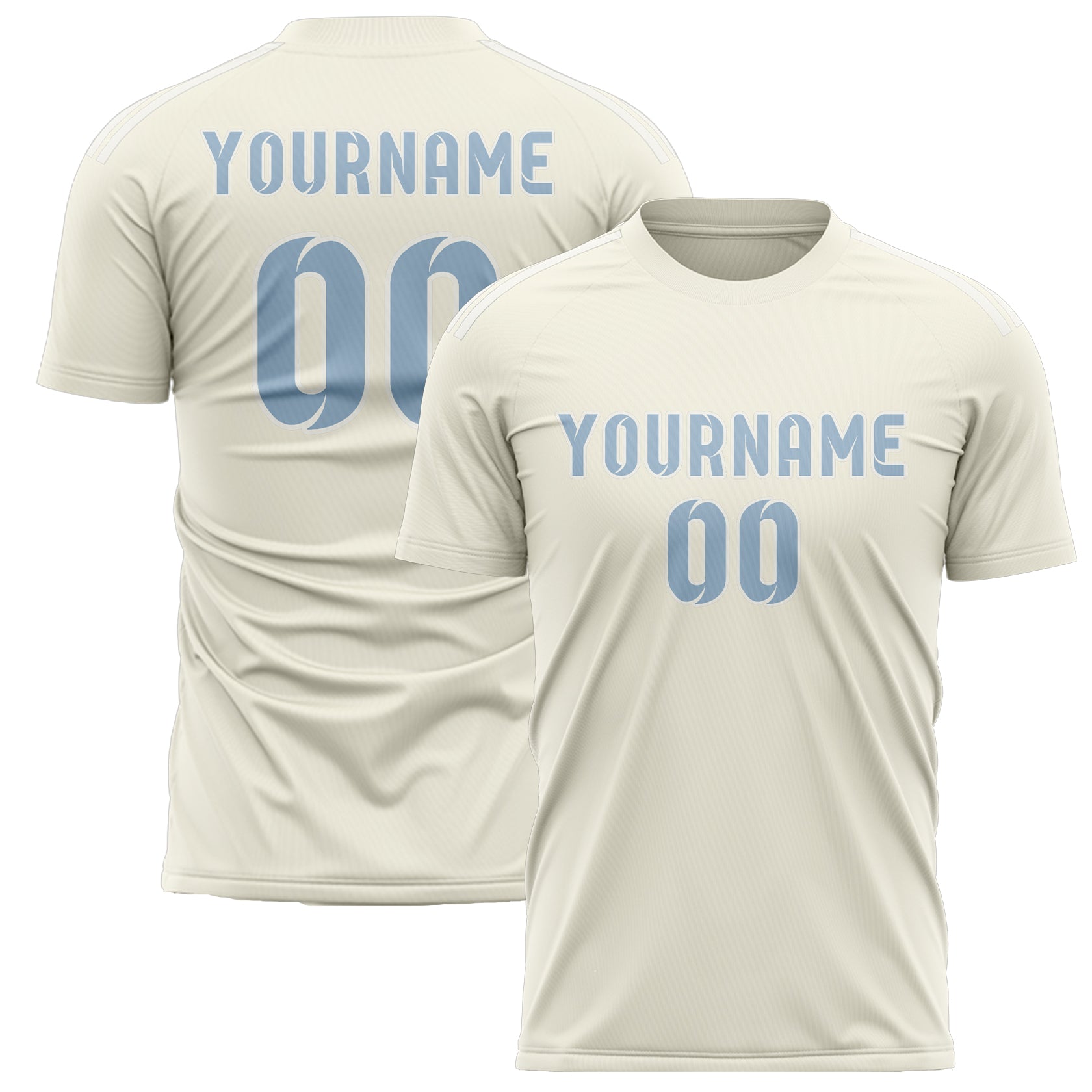 Benutzerdefiniertes Professionelles Beige Hellblau Fußballtrikot