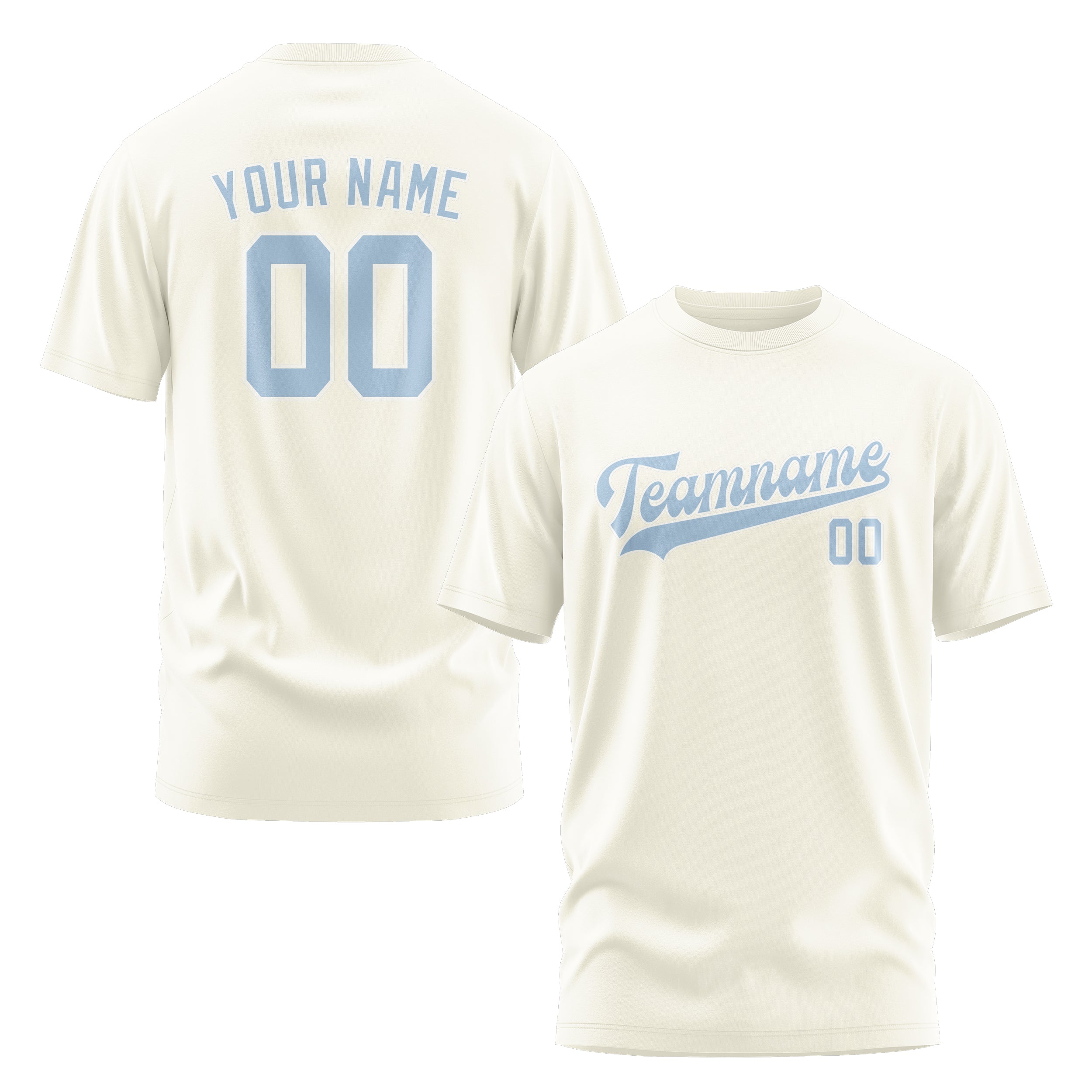 Maßgeschneidertes Beige Hellblau T-Shirt
