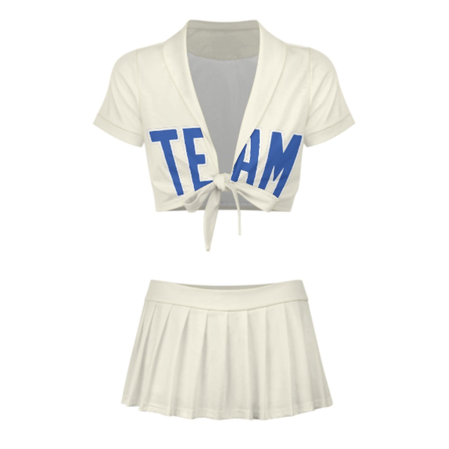 Maßgeschneidertes Beige Himmelblau Cheerleader Outfit Set