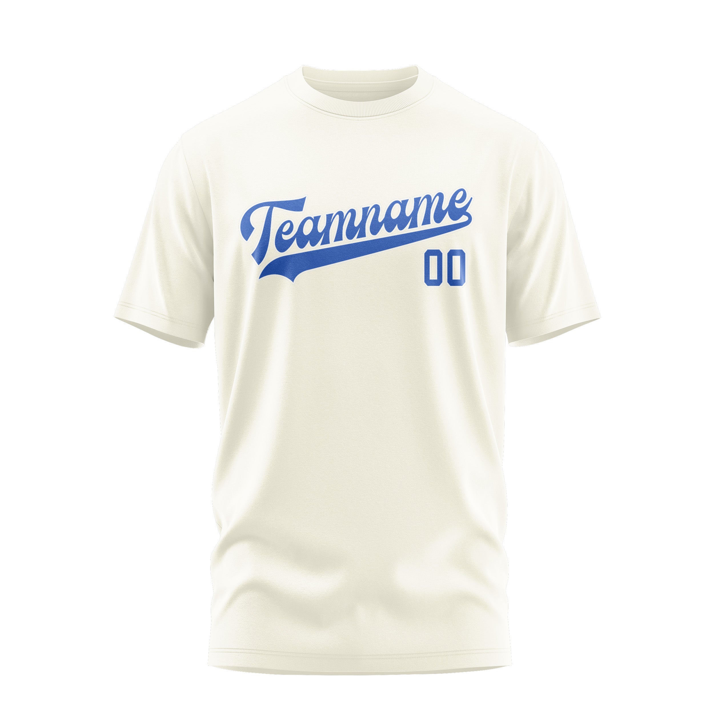 Maßgeschneidertes Beige Himmelblau T-Shirt