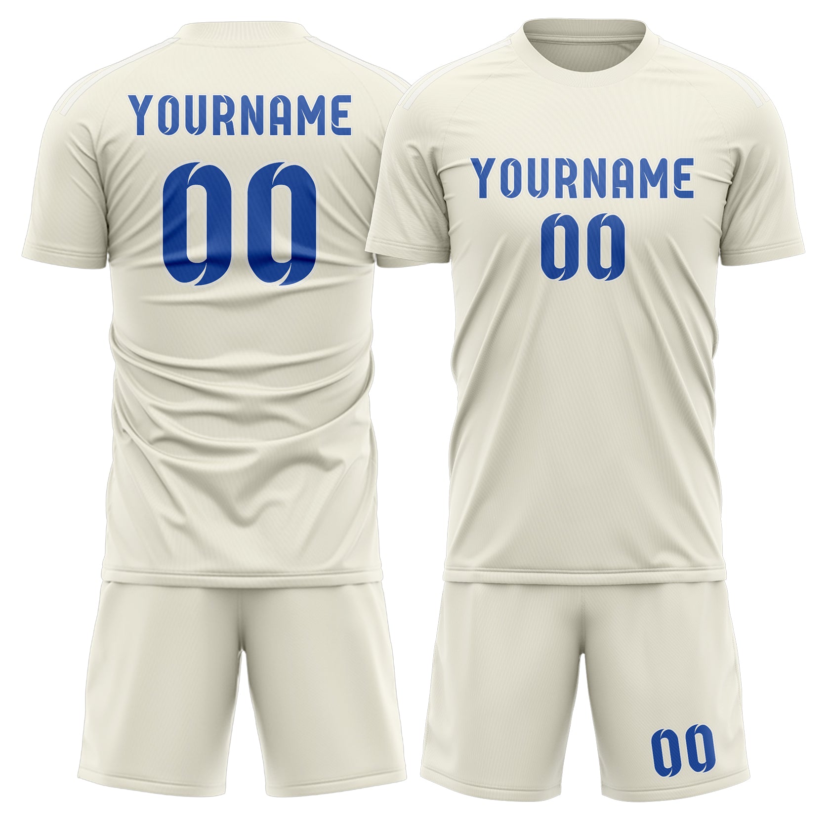 Maßgeschneidertes Professionelles Beige Himmelblau Fußballtrikot-Set