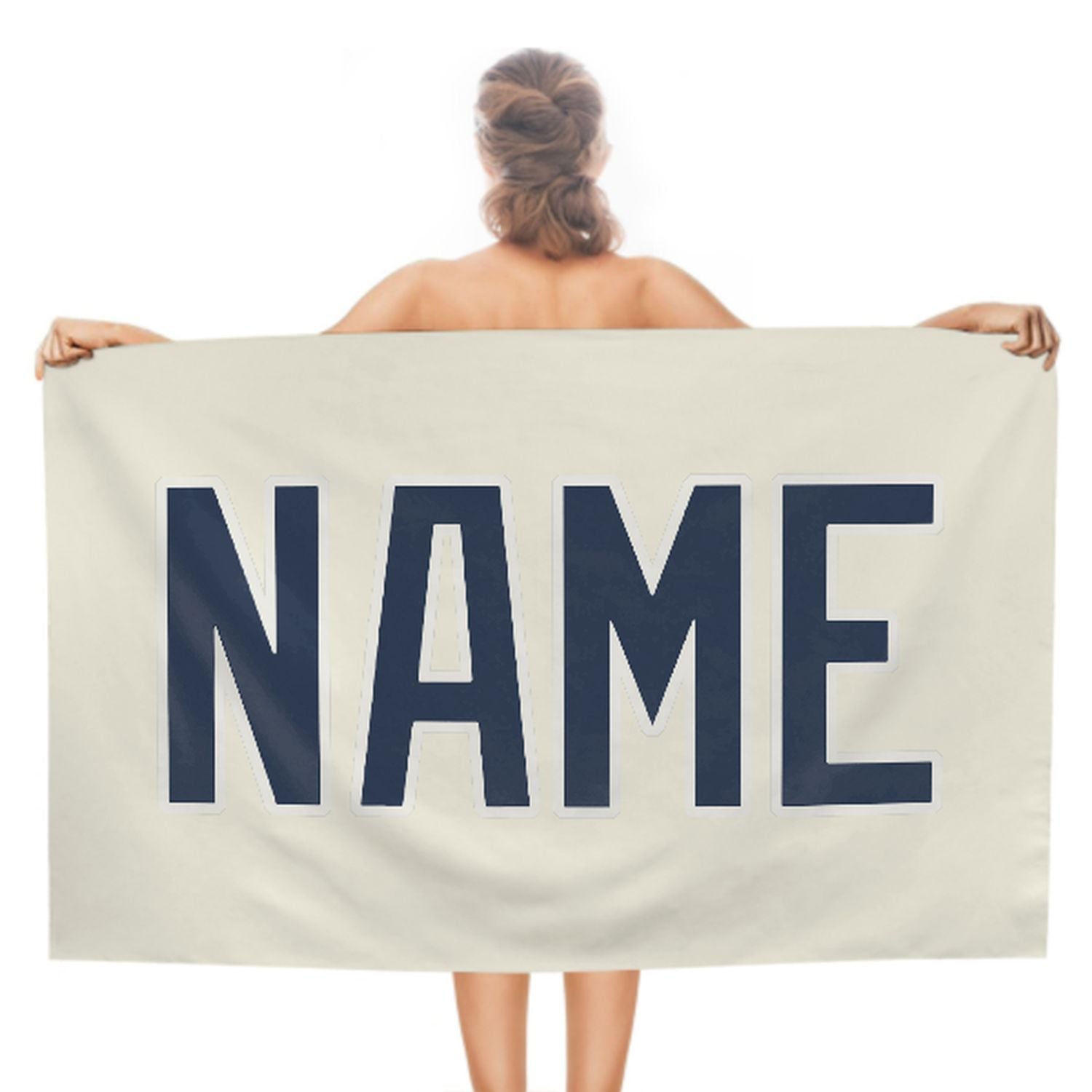 Maßgeschneidertes Beige Marineblau Strandtuch