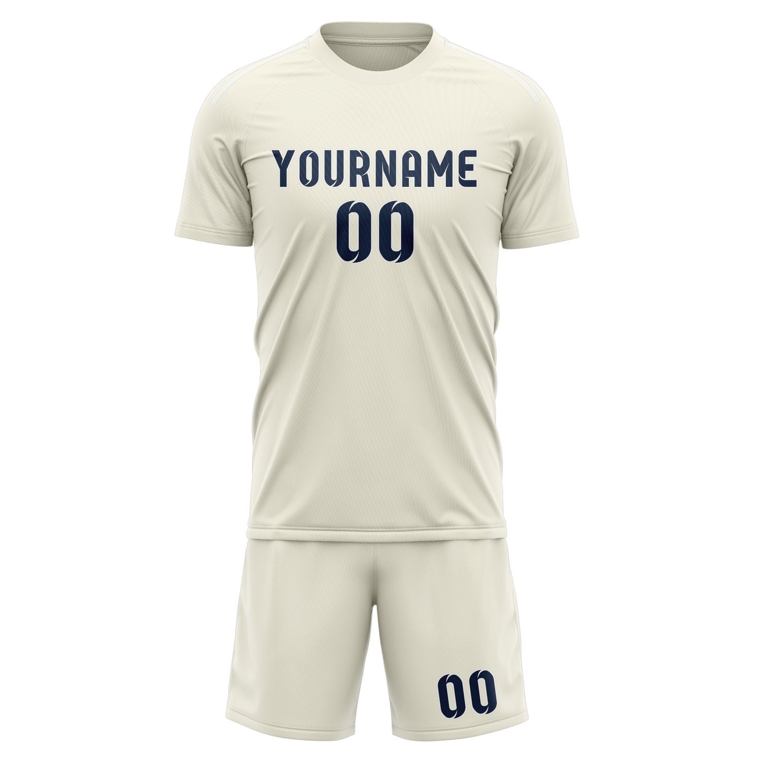 Maßgeschneidertes Professionelles Beige Marineblau Fußballtrikot-Set