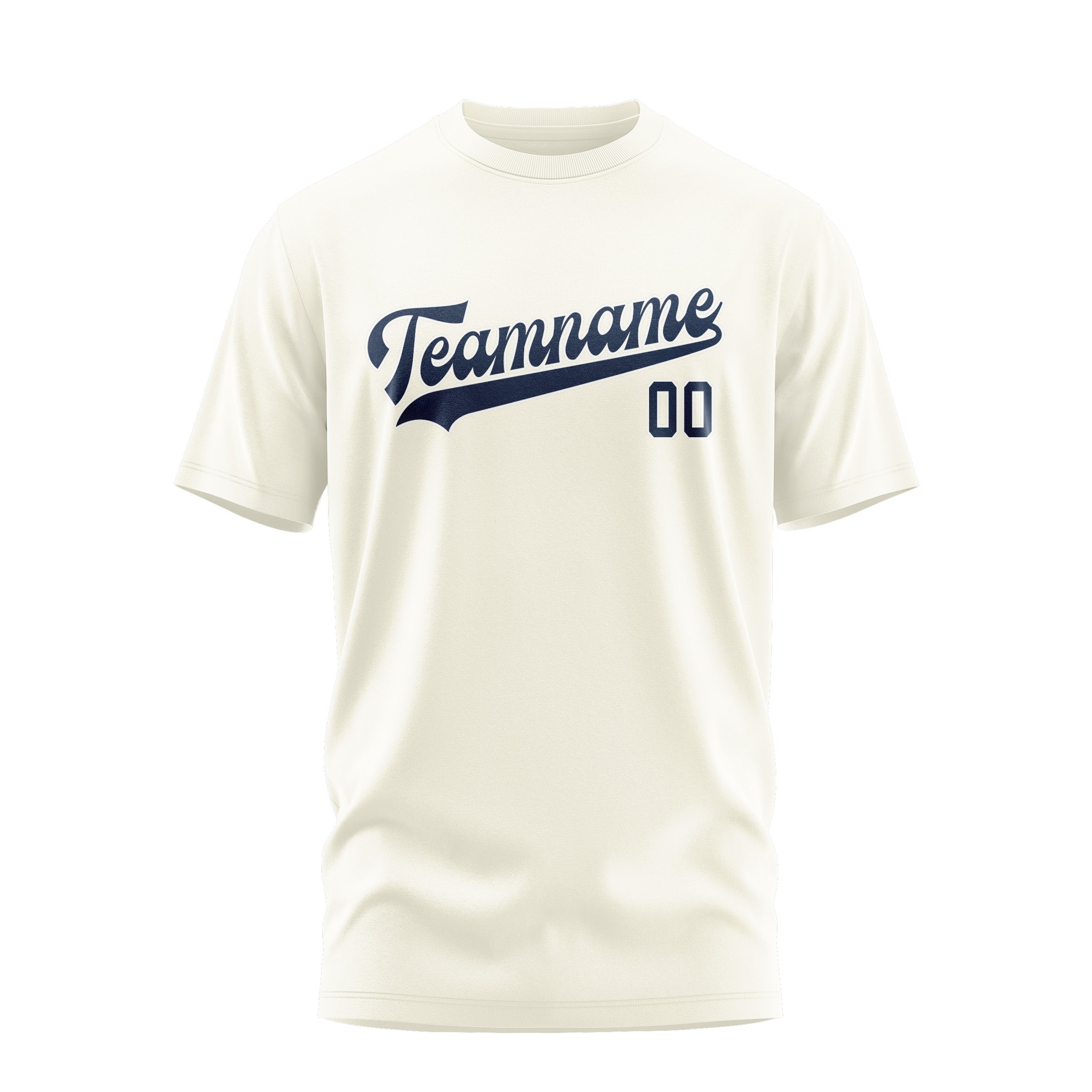 Maßgeschneidertes Beige Marineblau T-Shirt