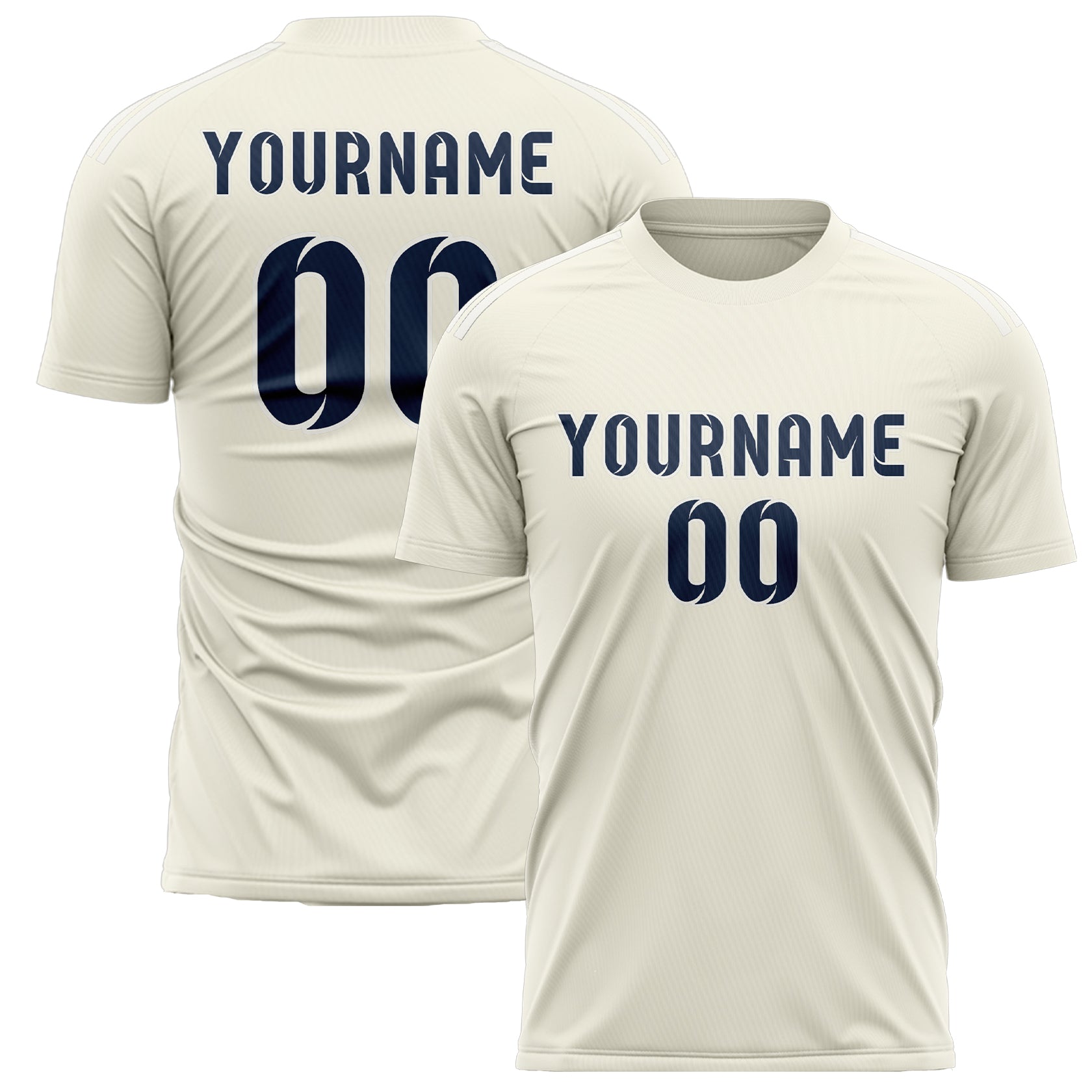 Benutzerdefiniertes Professionelles Beige Marineblau Fußballtrikot