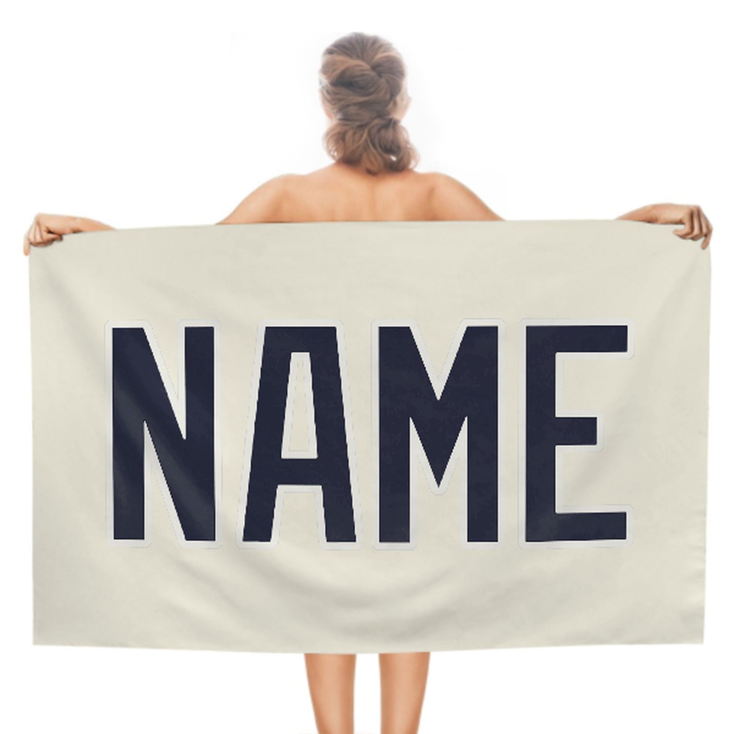 Maßgeschneidertes Beige Stahlblau Strandtuch