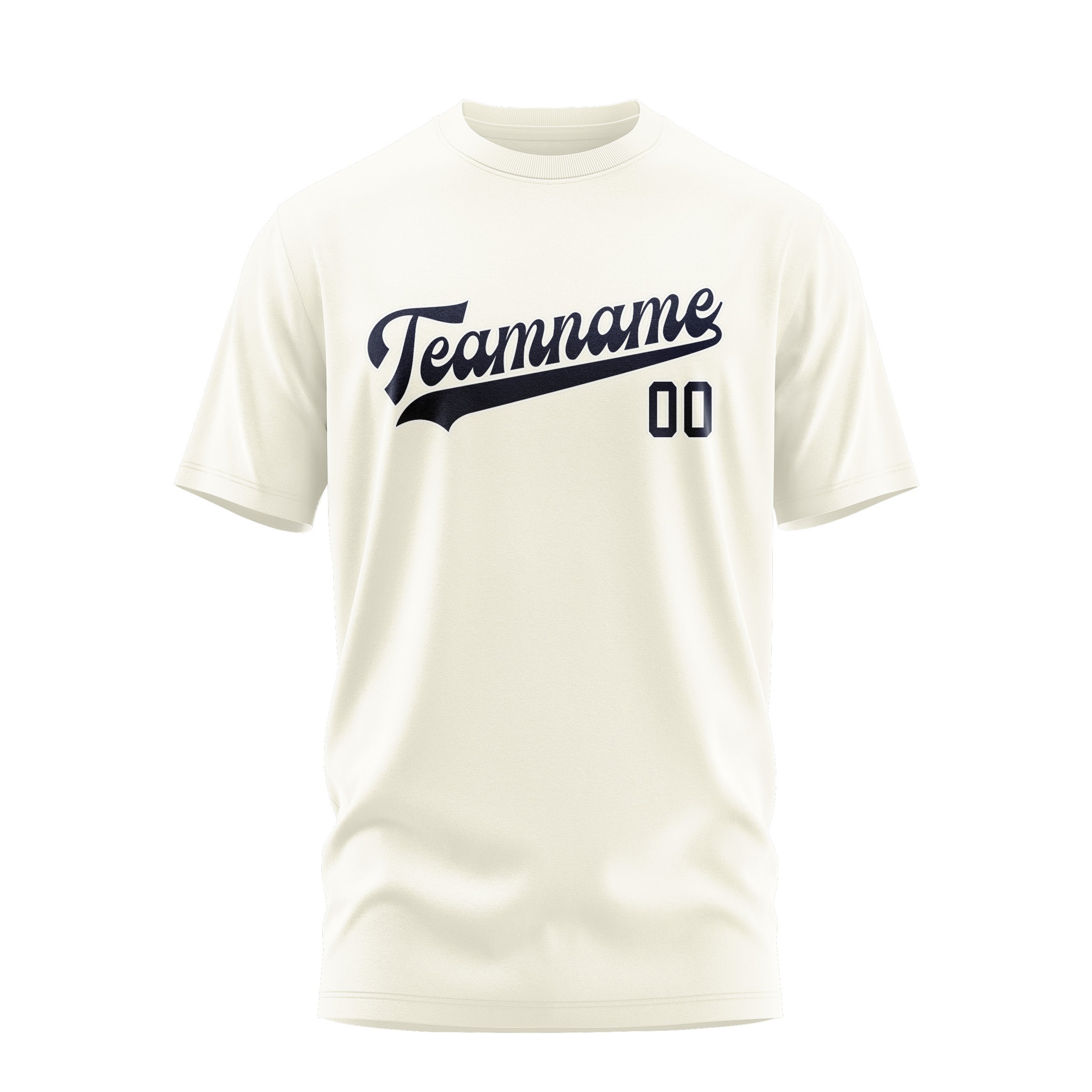 Maßgeschneidertes Beige Stahlblau T-Shirt