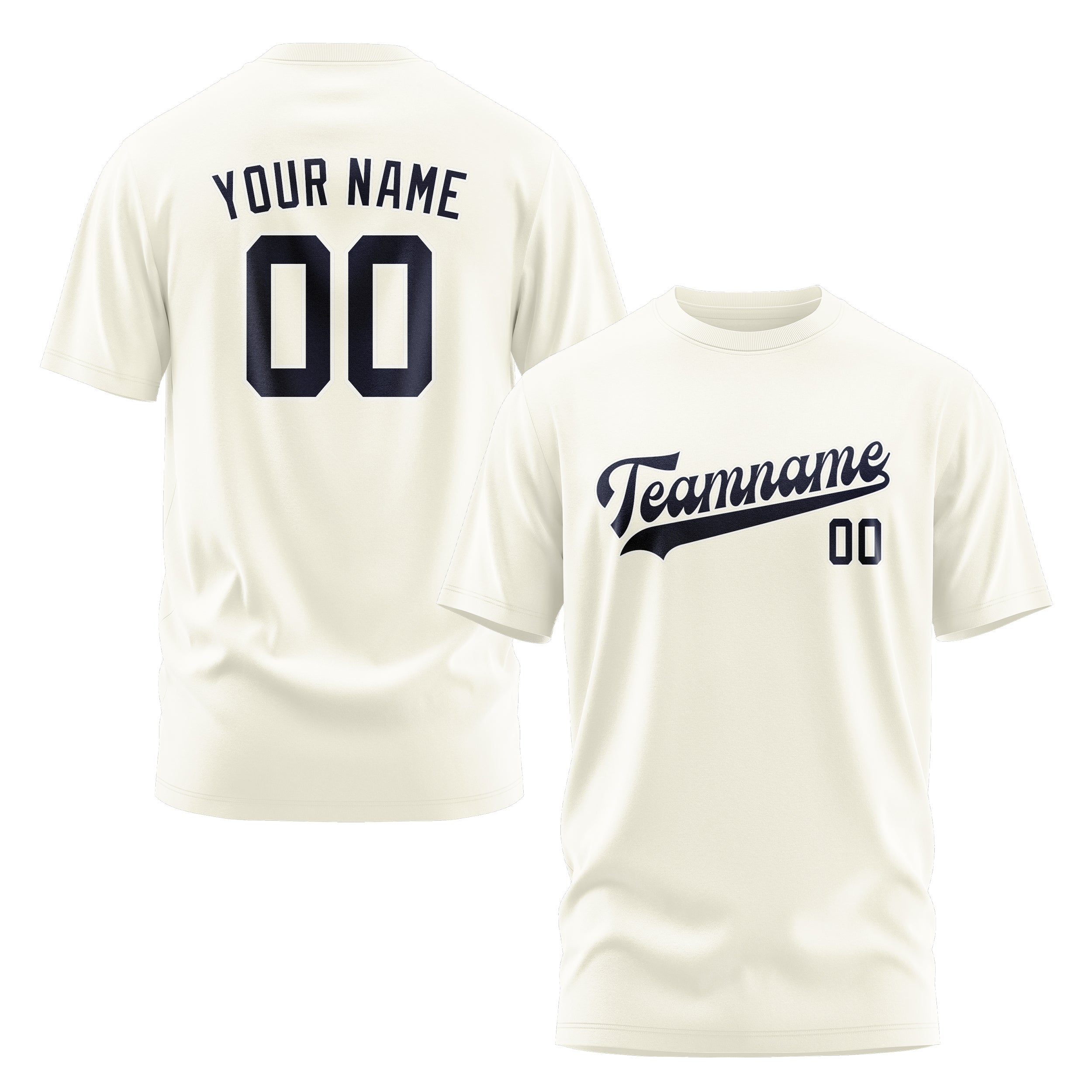 Maßgeschneidertes Beige Stahlblau T-Shirt