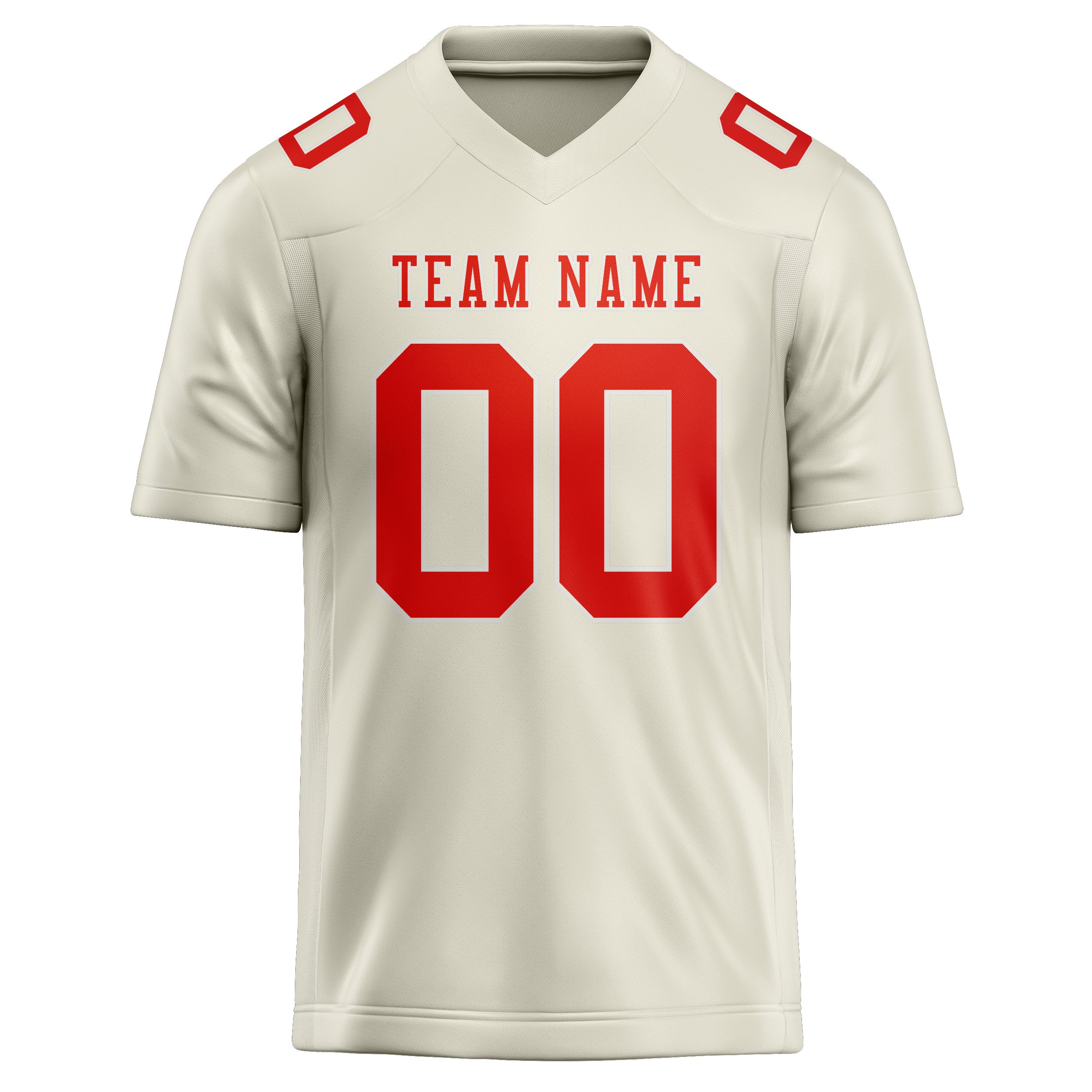 Maillot de rugby professionnel beige orange rouge sur mesure