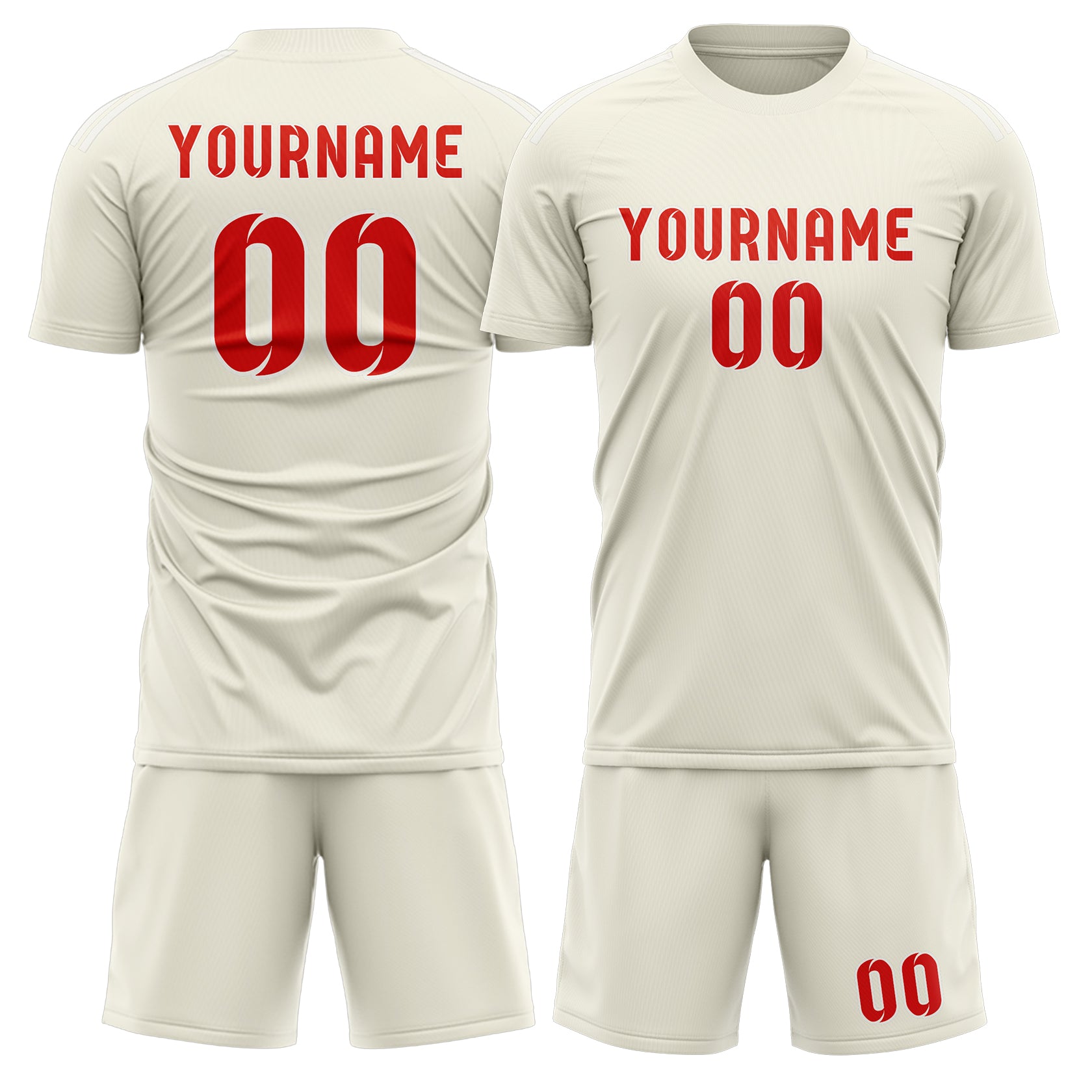 Maßgeschneidertes Professionelles Beige Orangerot Fußballtrikot-Set