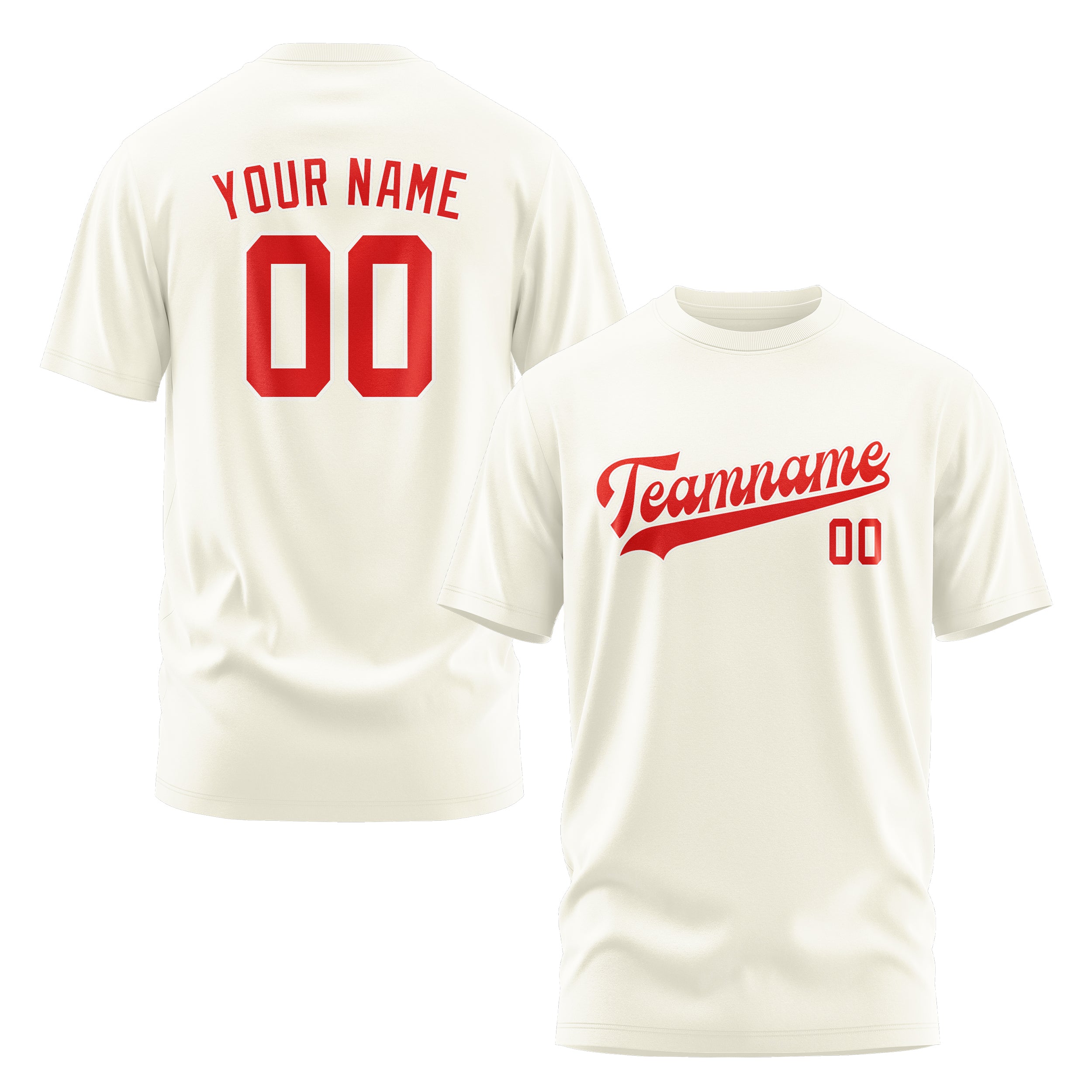 Maßgeschneidertes Beige Orangerot T-Shirt