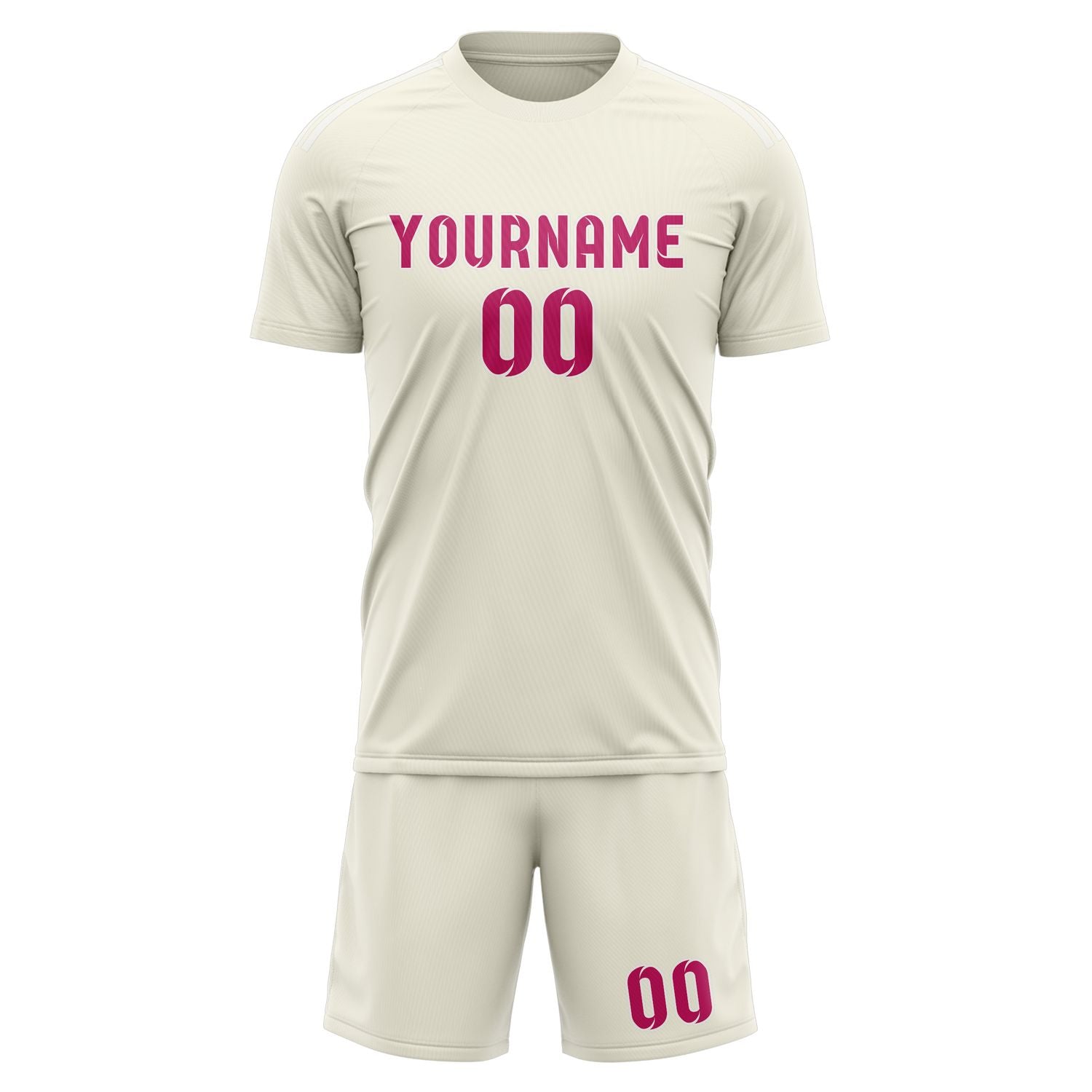Maßgeschneidertes Professionelles Beige Rosarot Fußballtrikot-Set