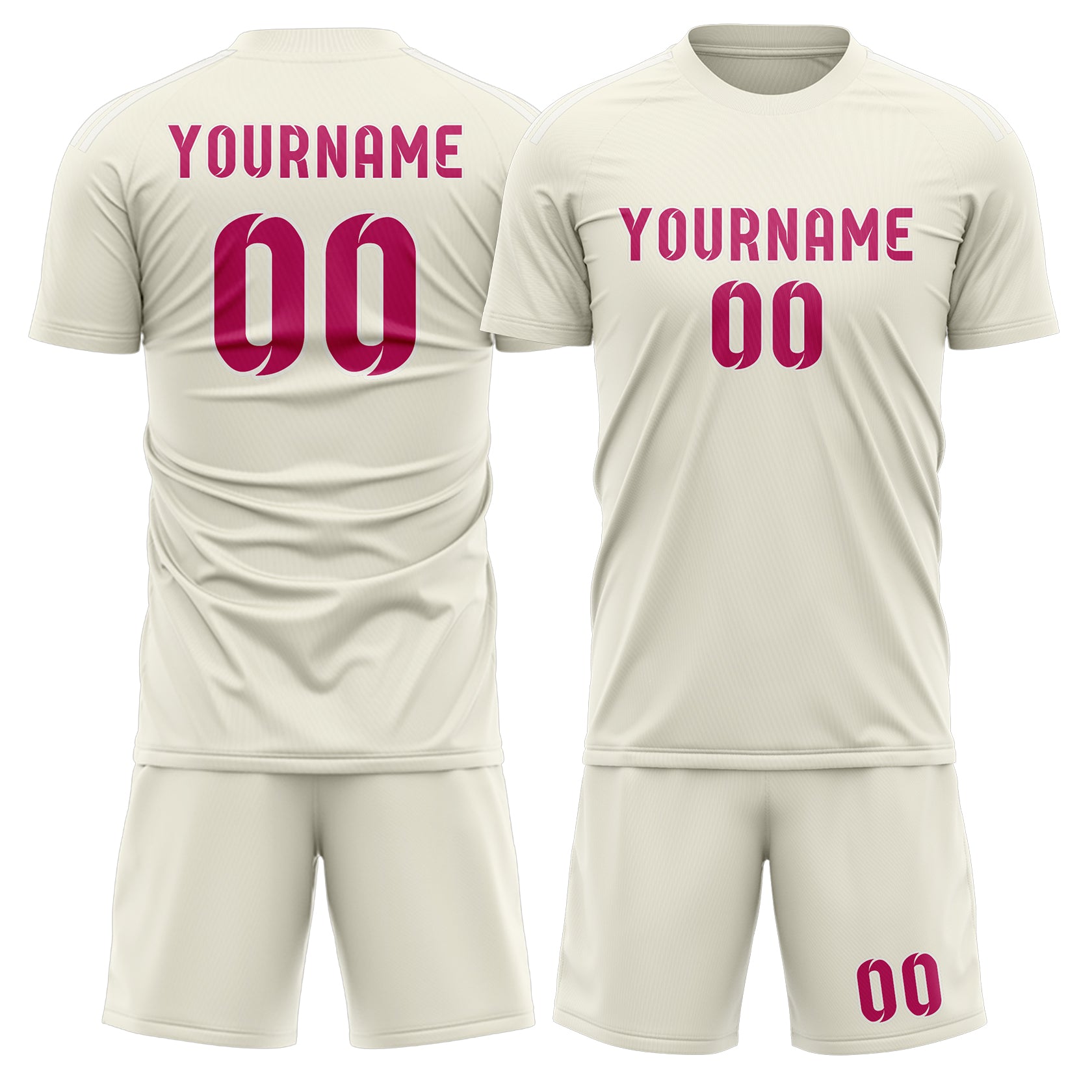 Maßgeschneidertes Professionelles Beige Rosarot Fußballtrikot-Set