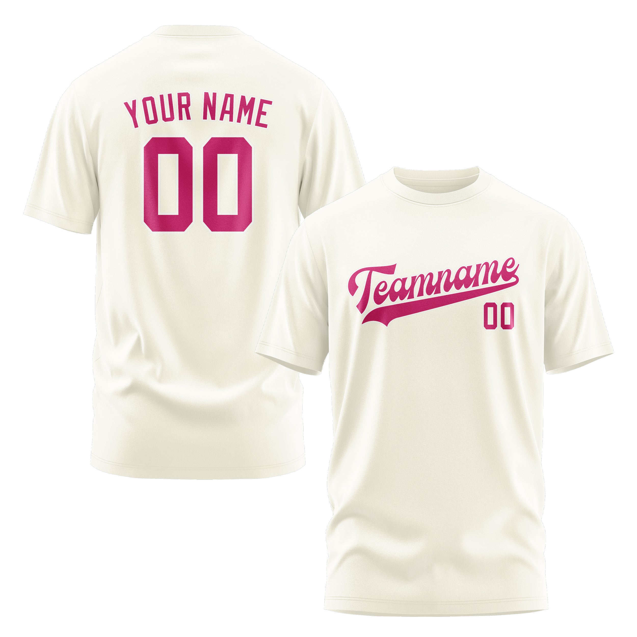 Maßgeschneidertes Beige Rosarot T-Shirt