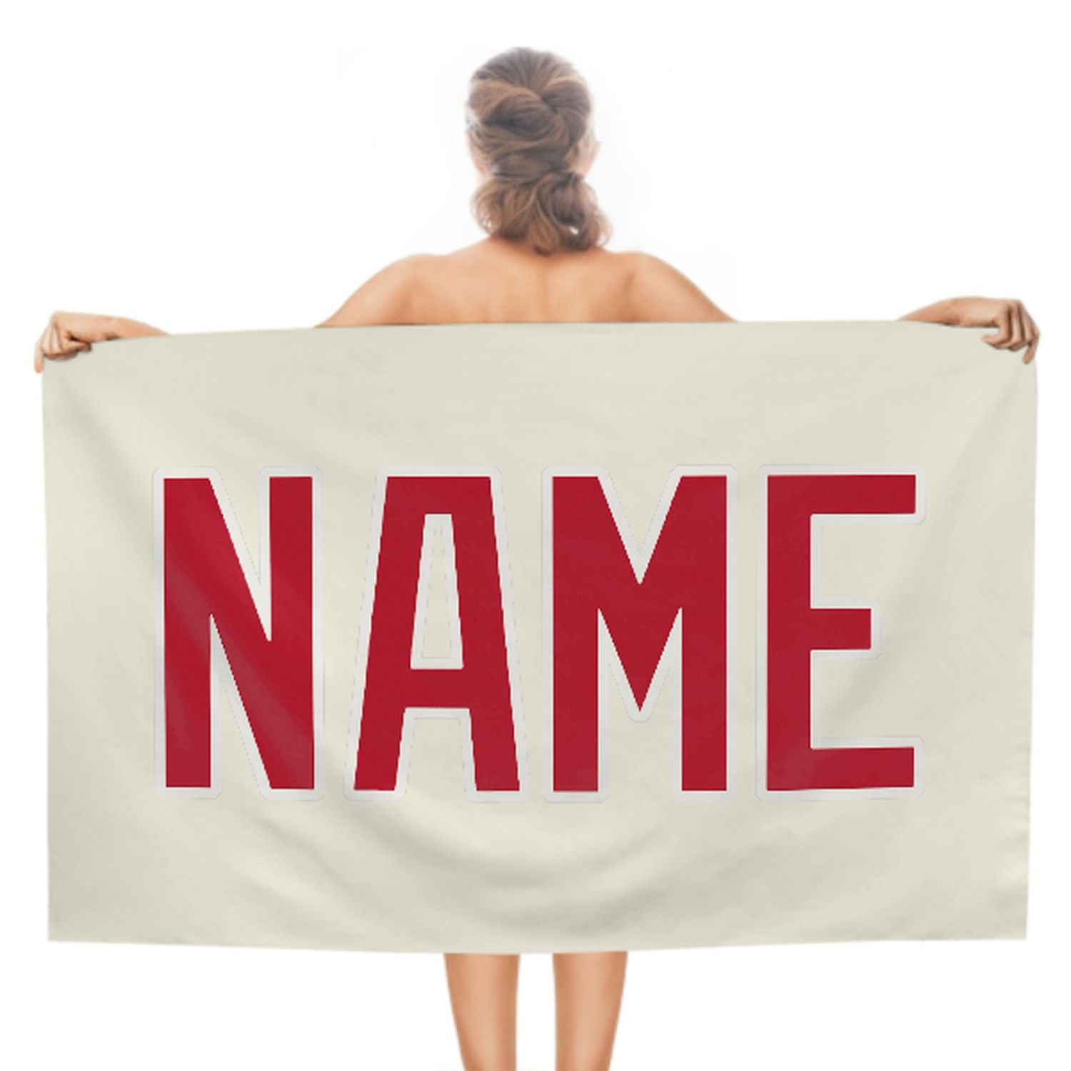 Maßgeschneidertes Beige Rot Strandtuch