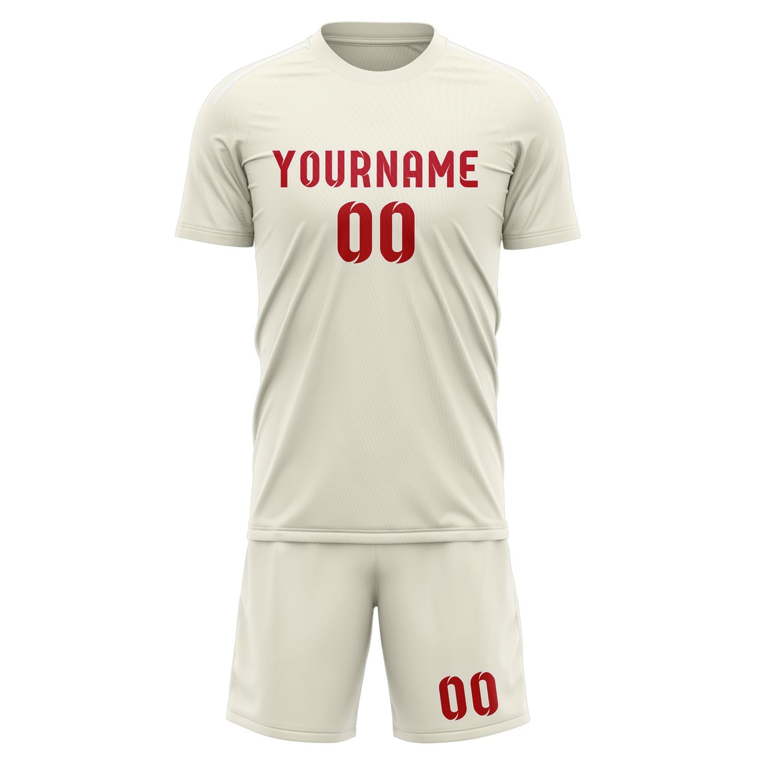 Maßgeschneidertes Professionelles Beige Rot Fußballtrikot-Set