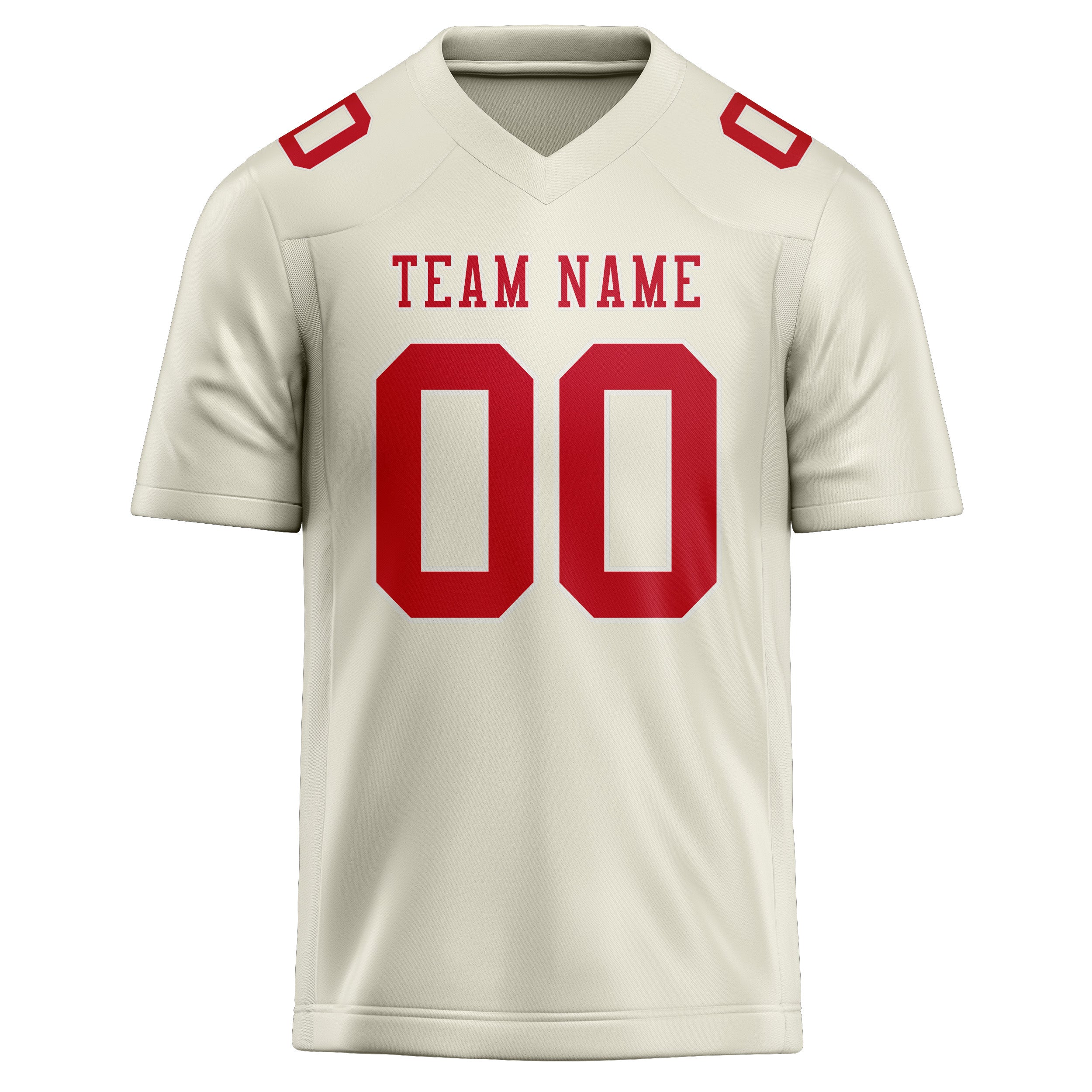Maillot de rugby professionnel personnalisé beige rouge
