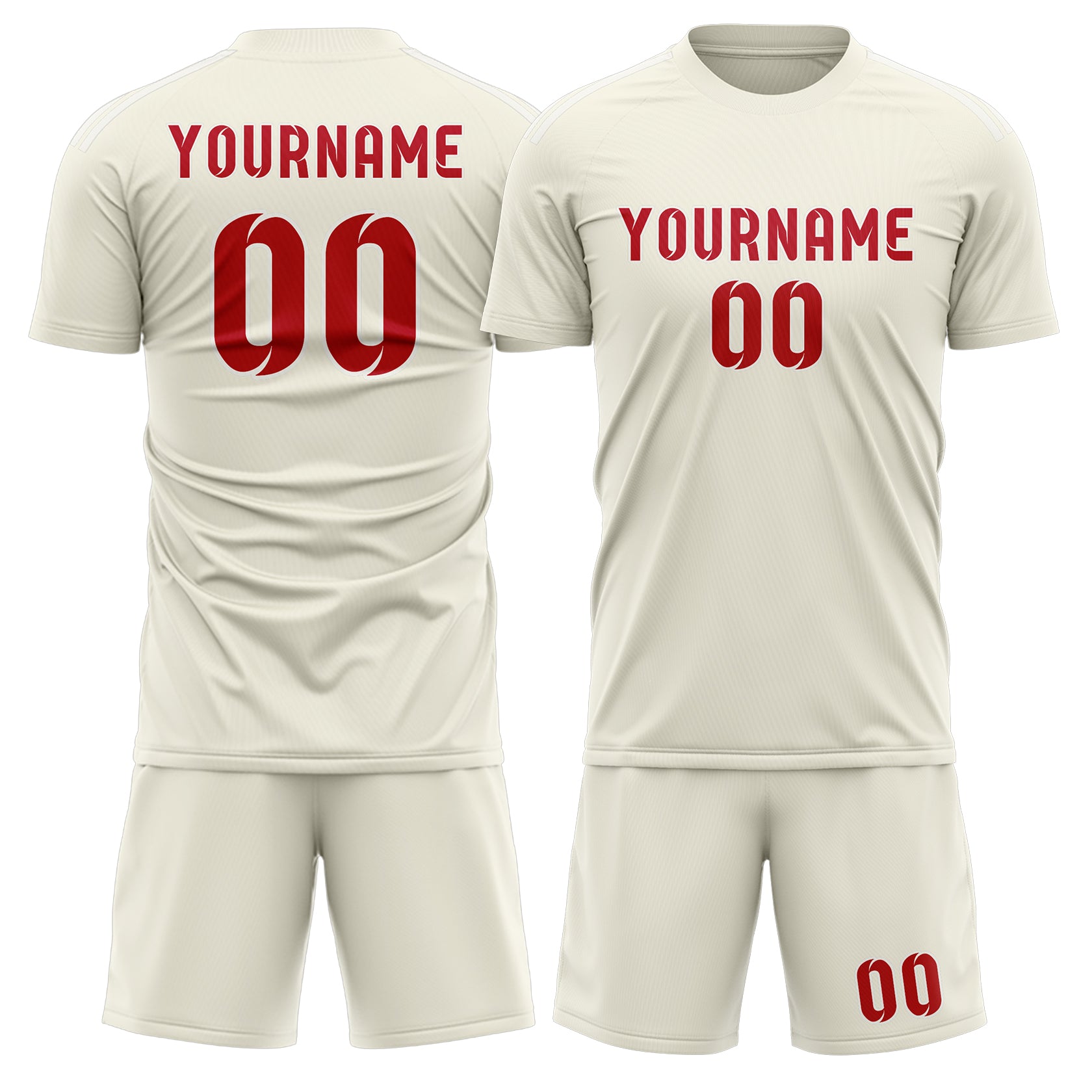 Maßgeschneidertes Professionelles Beige Rot Fußballtrikot-Set