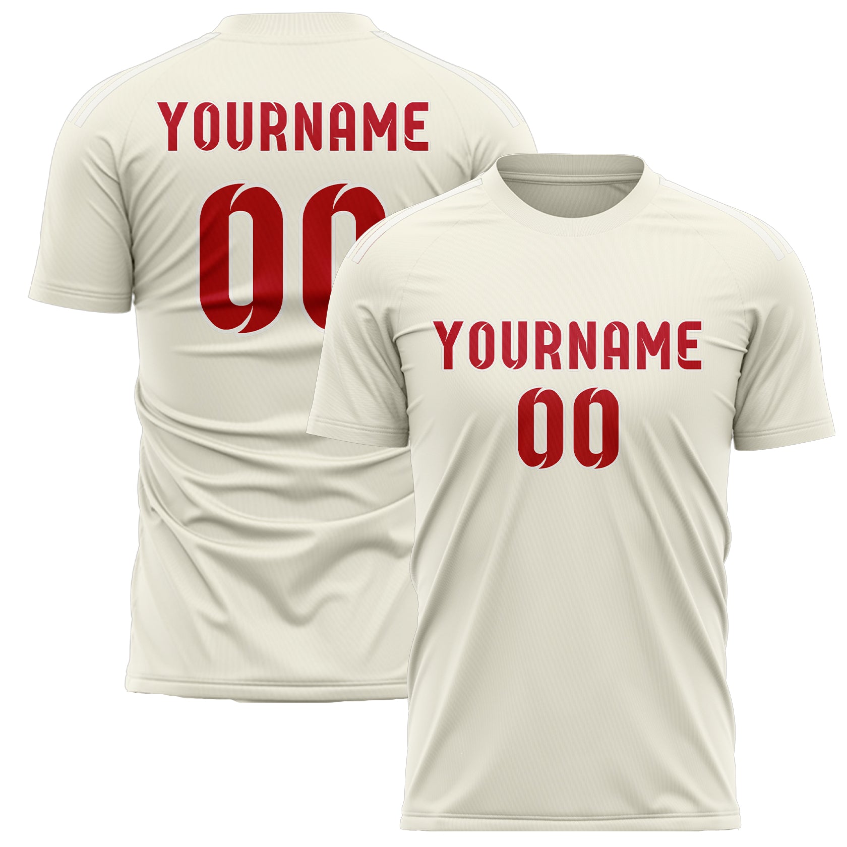Benutzerdefiniertes Professionelles Beige Rot Fußballtrikot