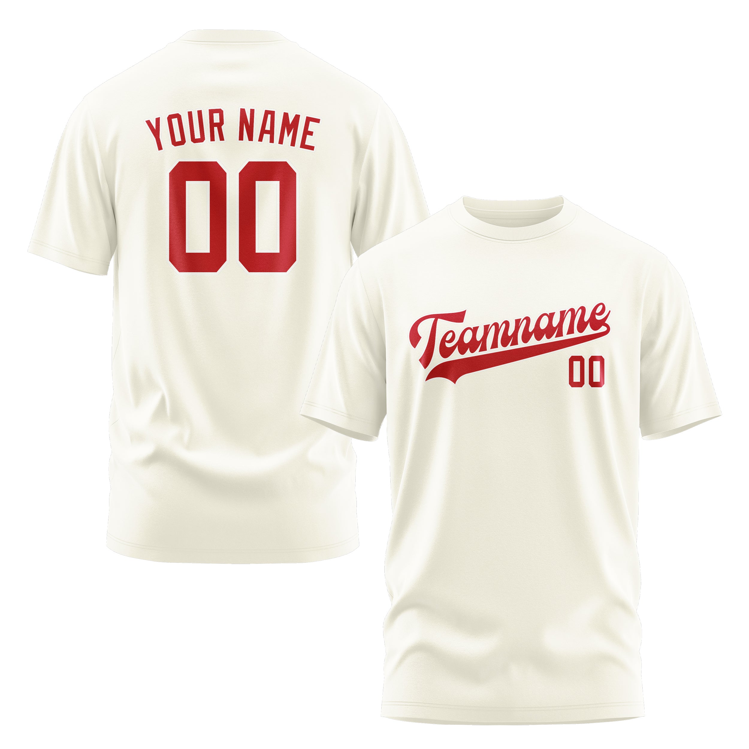 Maßgeschneidertes Beige Rot T-Shirt
