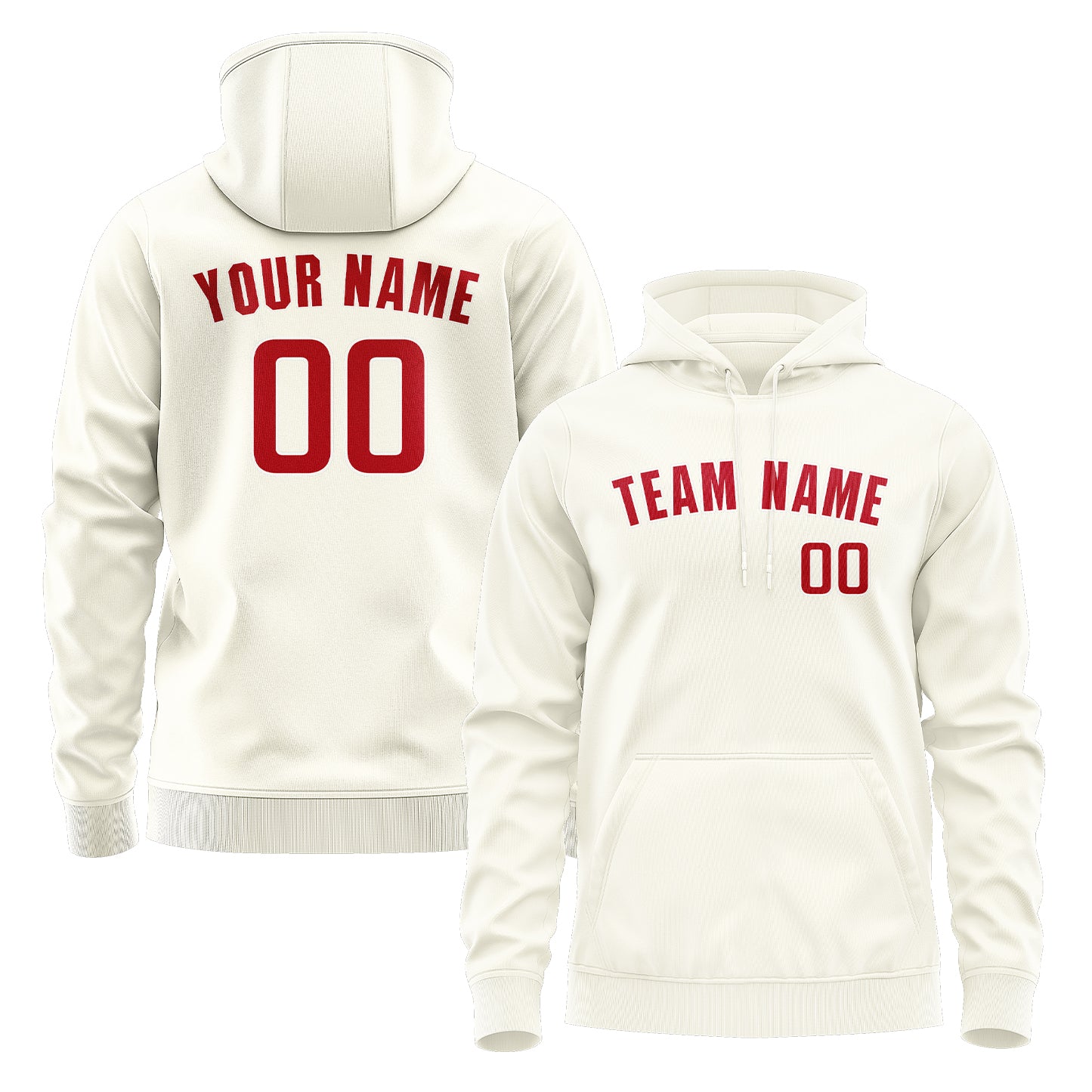 Maßgeschneidertes Beige Rot Hoodie