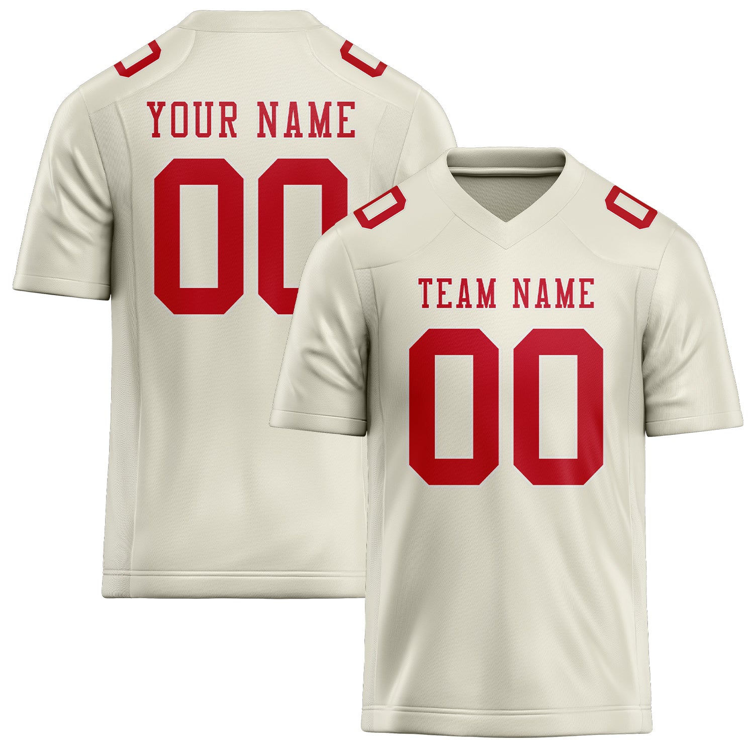 Maillot de rugby professionnel personnalisé beige rouge