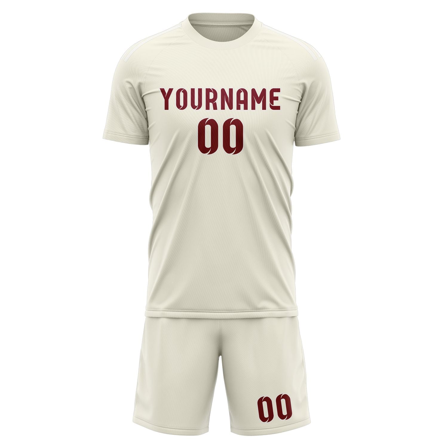 Maßgeschneidertes Professionelles Beige Karmesinrot Fußballtrikot-Set