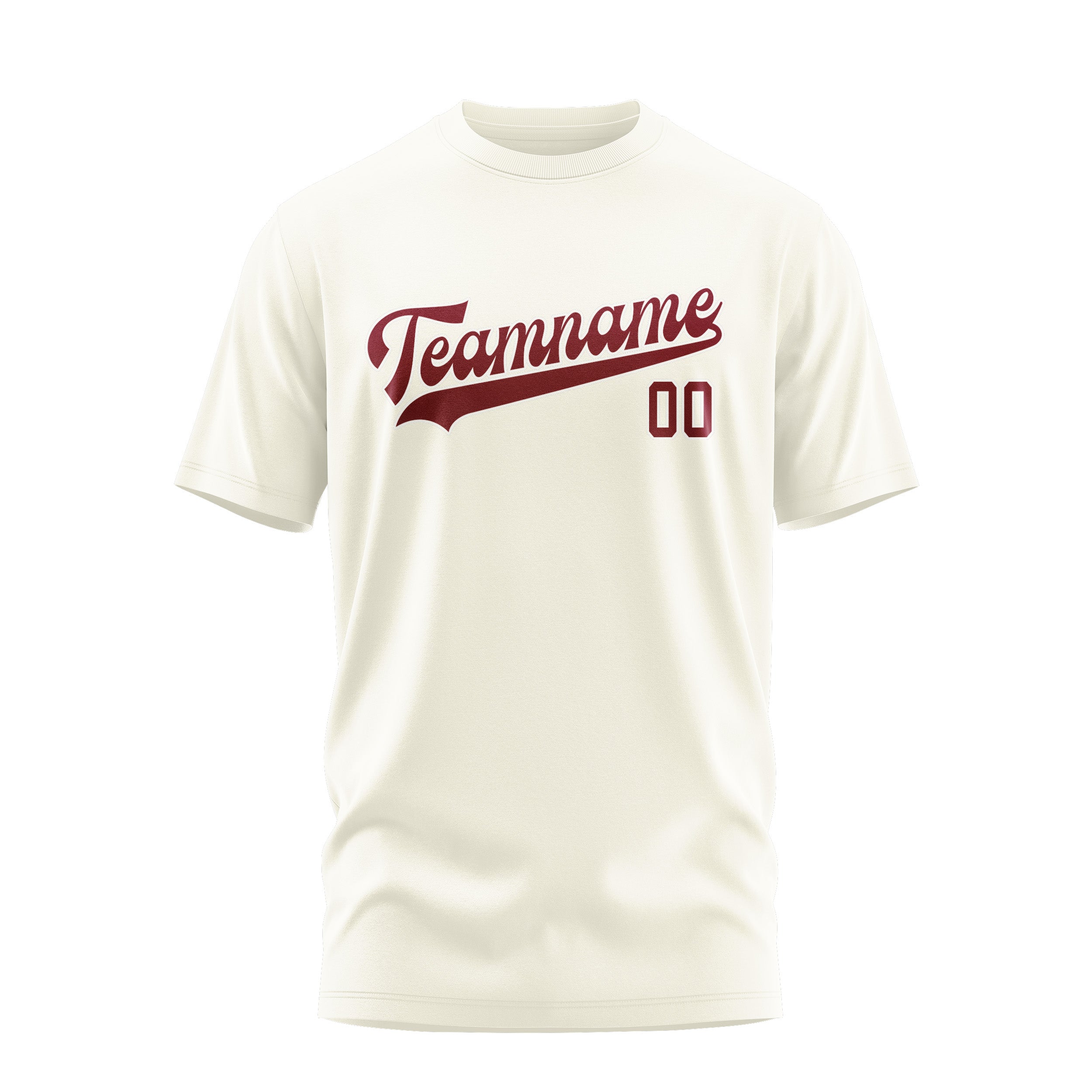 Maßgeschneidertes Beige Karmesinrot T-Shirt