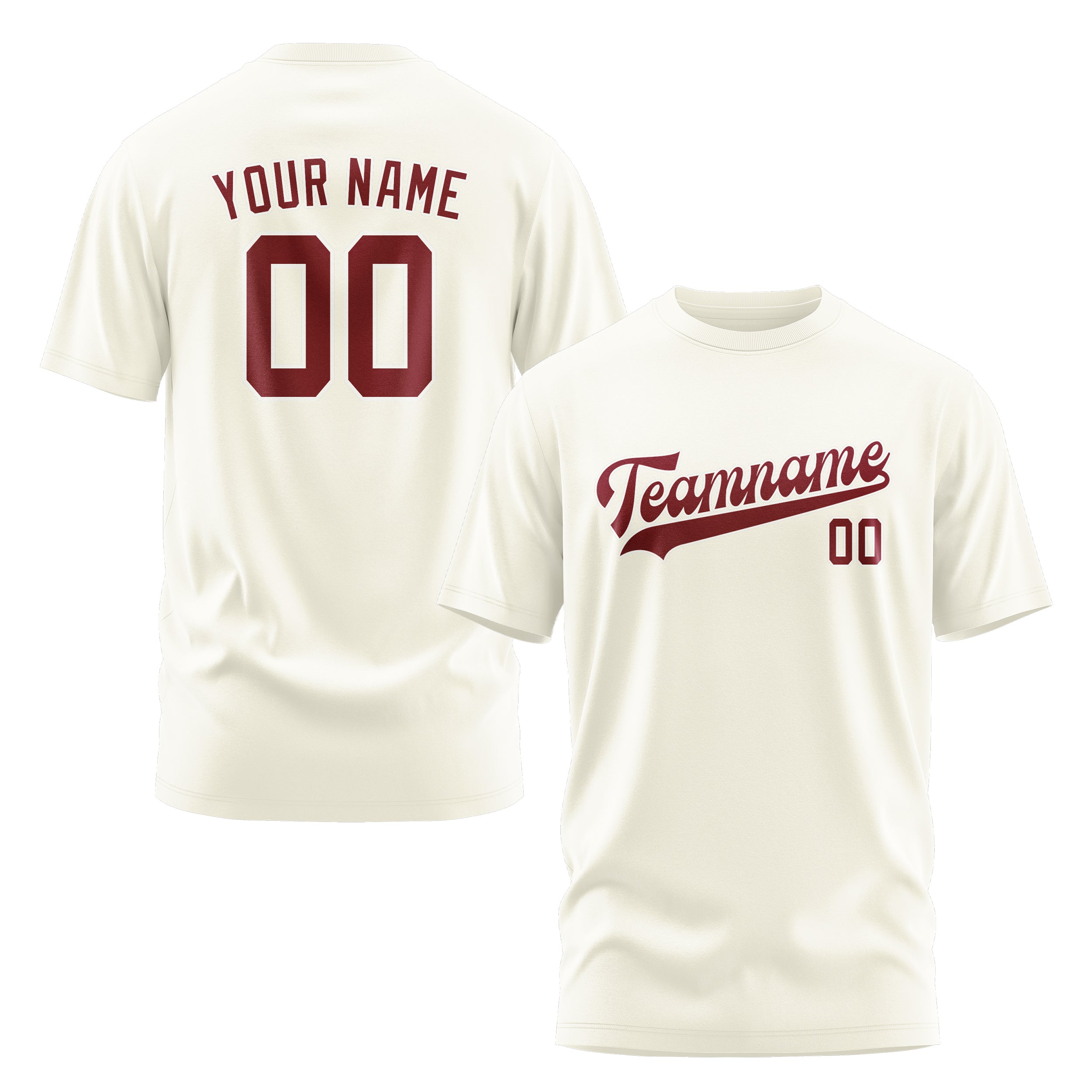 Maßgeschneidertes Beige Karmesinrot T-Shirt