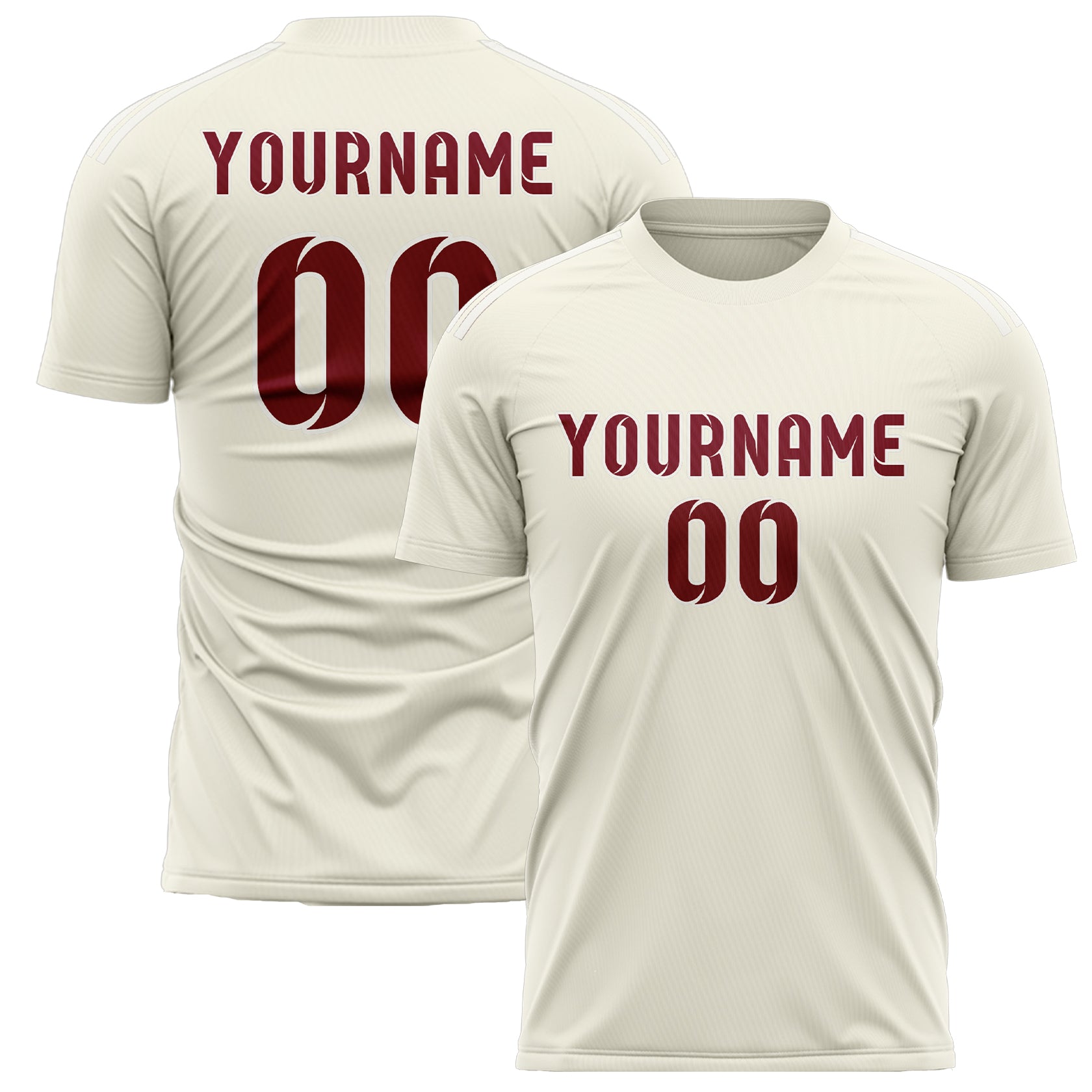 Benutzerdefiniertes Professionelles Beige Karmesinrot Fußballtrikot