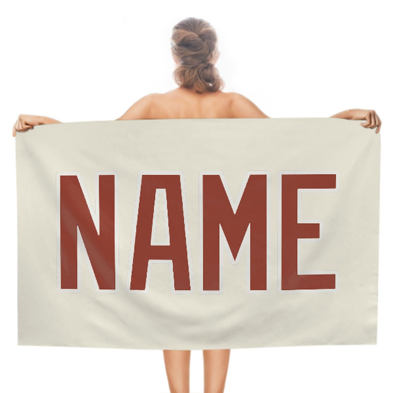 Maßgeschneidertes Beige Korallenrot Strandtuch