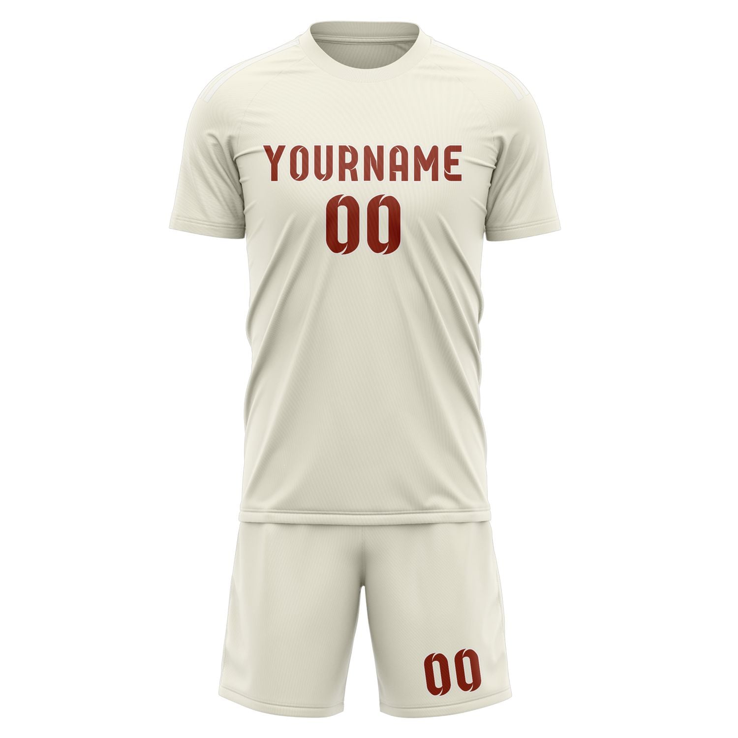 Maßgeschneidertes Professionelles Beige Korallenrot Fußballtrikot-Set