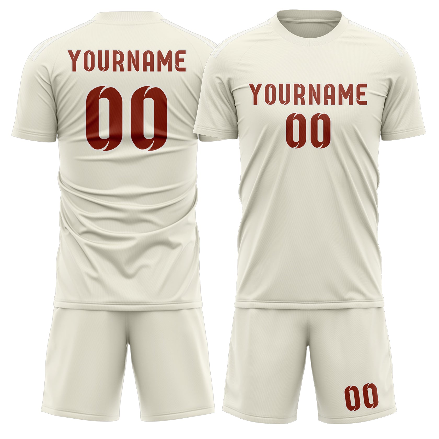 Maßgeschneidertes Professionelles Beige Korallenrot Fußballtrikot-Set