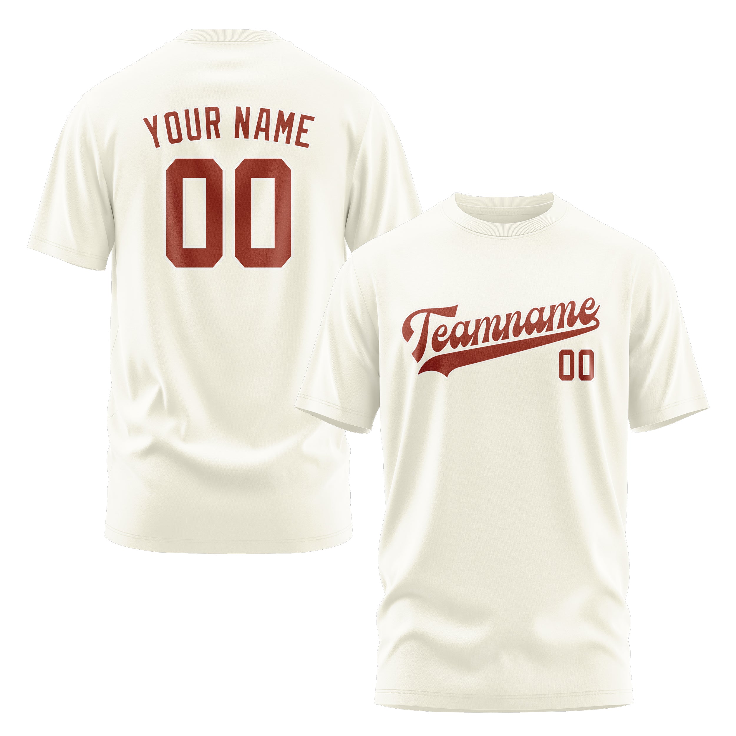 Maßgeschneidertes Beige Korallenrot T-Shirt