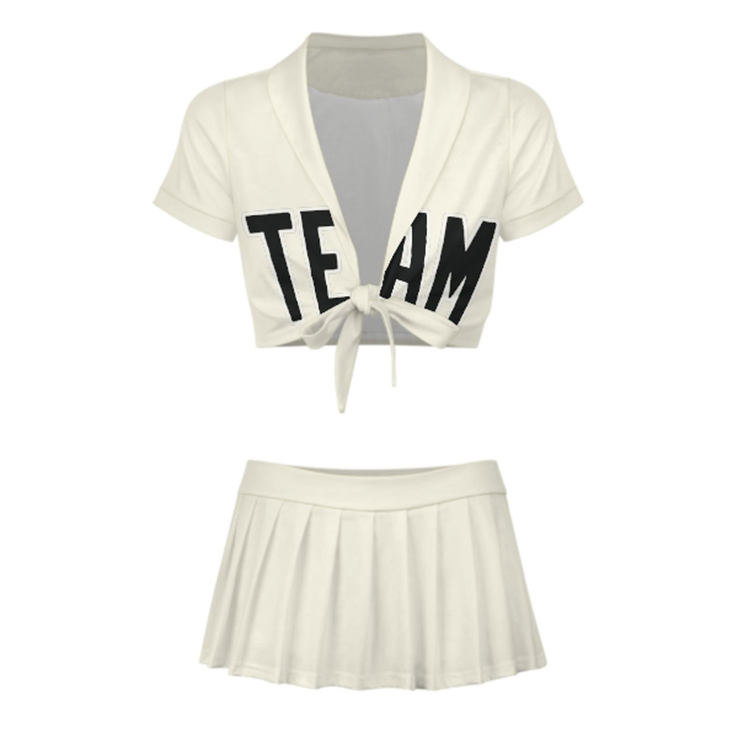 Maßgeschneidertes Beige Schwarz Cheerleader Outfit Set