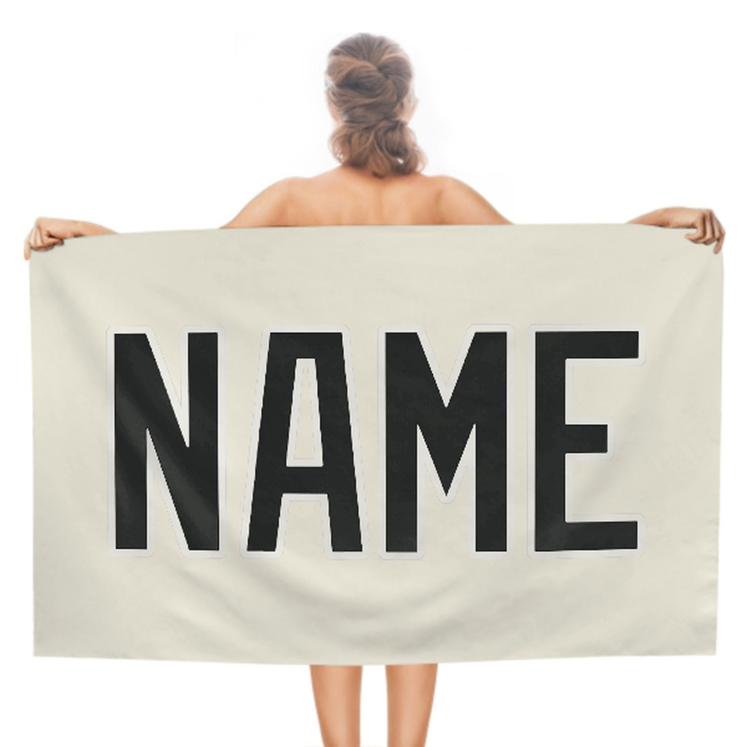 Maßgeschneidertes Beige Schwarz Strandtuch