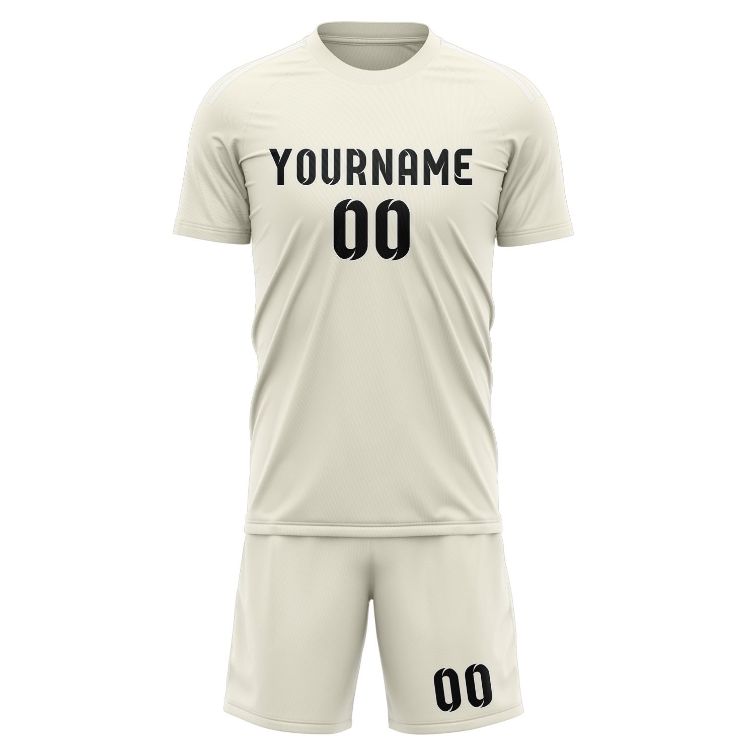 Maßgeschneidertes Professionelles Beige Schwarz Fußballtrikot-Set