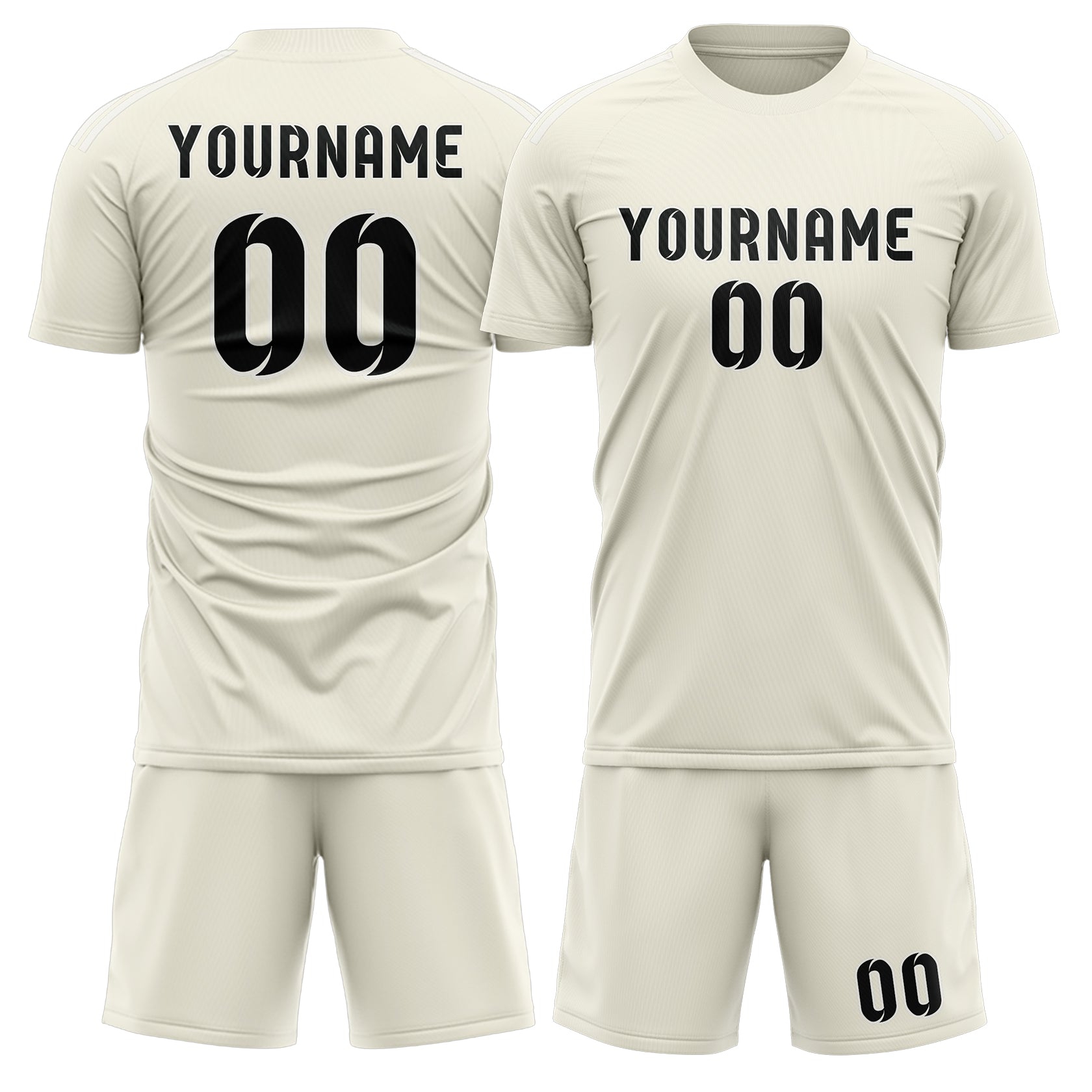 Maßgeschneidertes Professionelles Beige Schwarz Fußballtrikot-Set