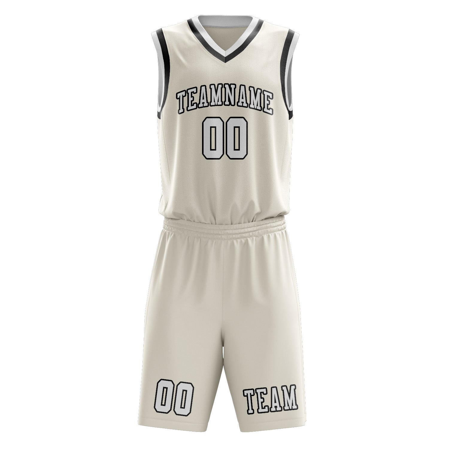 Benutzerdefiniertes Professionelles Beige Weiß Basketballtrikot-Set