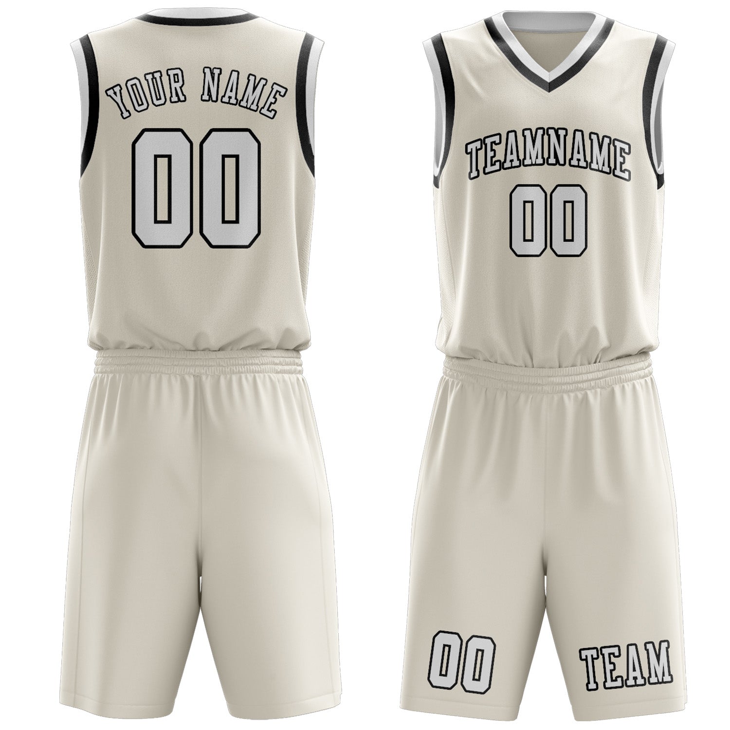 Benutzerdefiniertes Professionelles Beige Weiß Basketballtrikot-Set