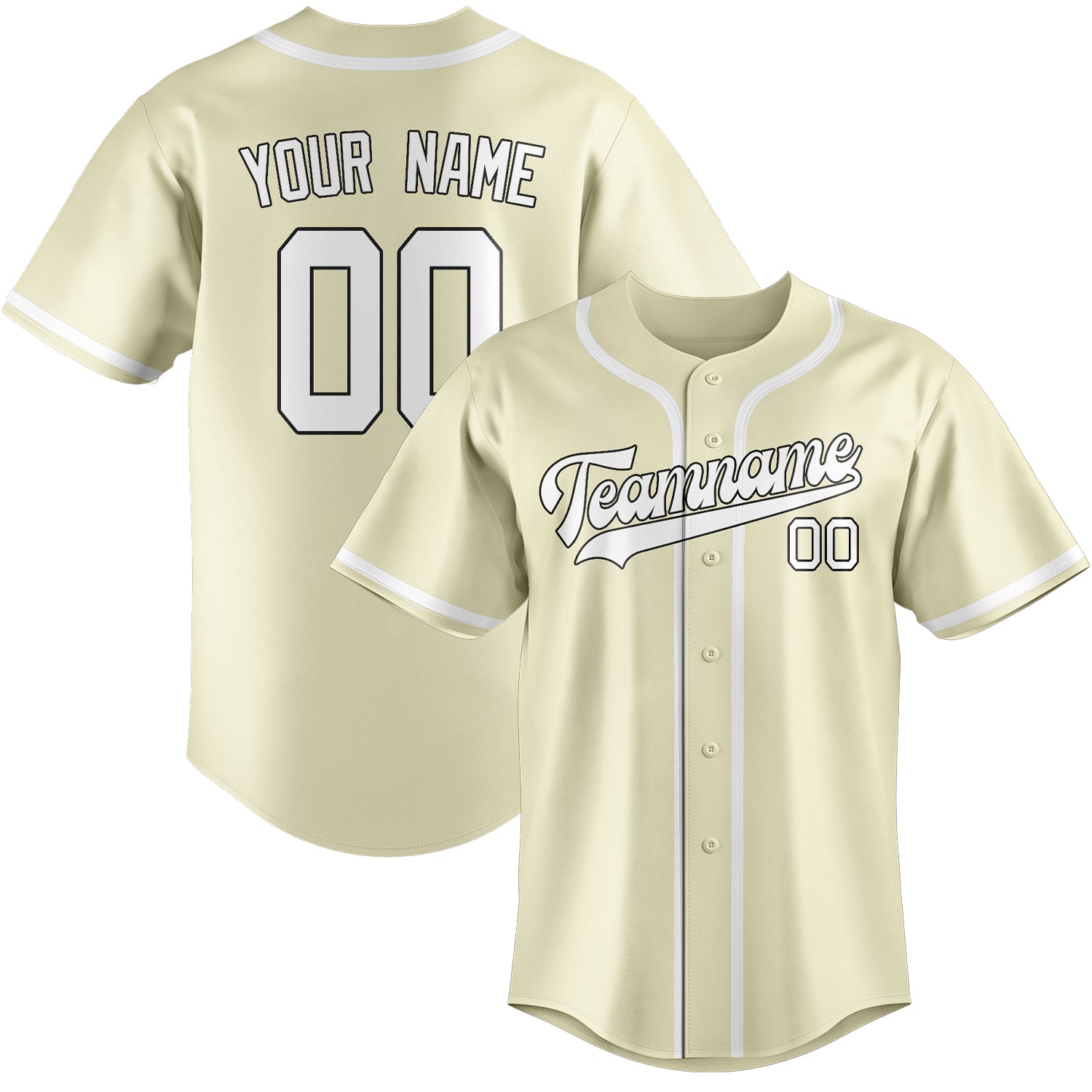 Benutzerdefiniertes Professionelles Beige Weiß Baseballtrikot