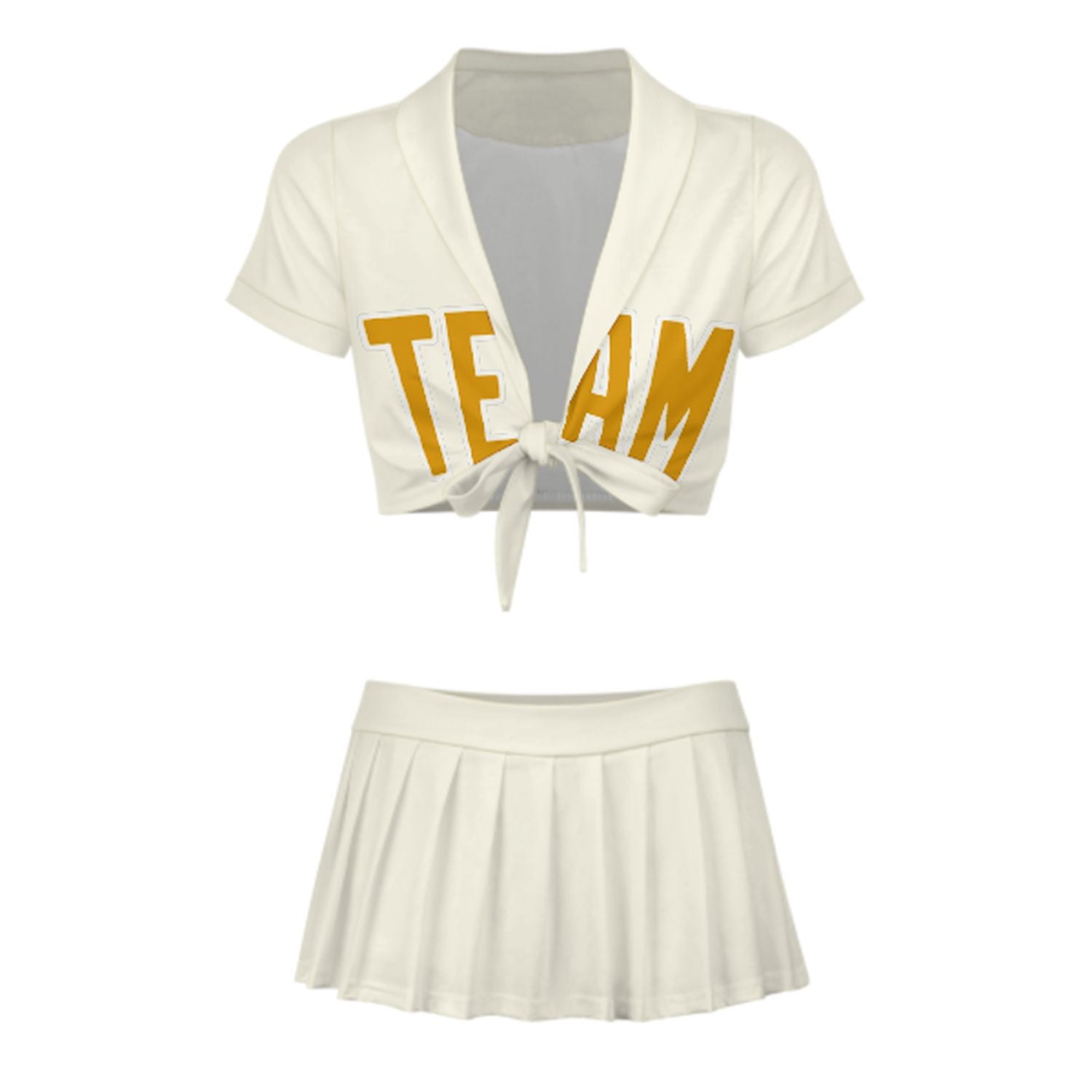 Maßgeschneidertes Beige Gelb Cheerleader Outfit Set