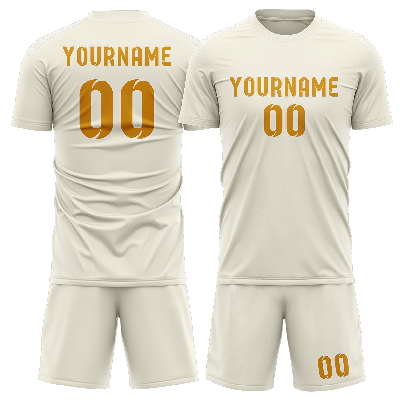 Maßgeschneidertes Professionelles Beige Gelb Fußballtrikot-Set