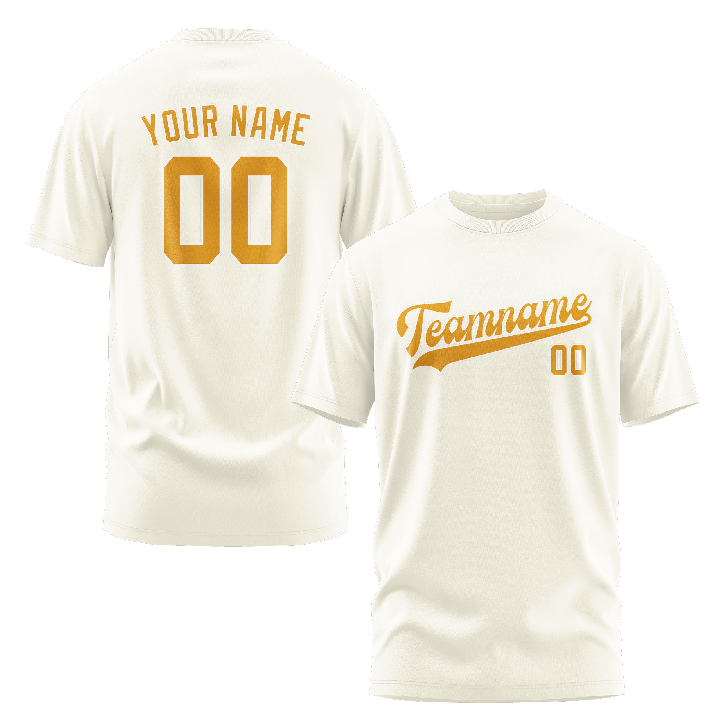 Maßgeschneidertes Beige Gelb T-Shirt