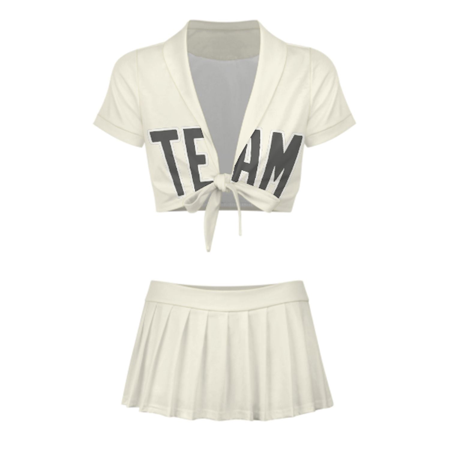 Maßgeschneidertes Beige Dunkelgrau Cheerleader Outfit Set